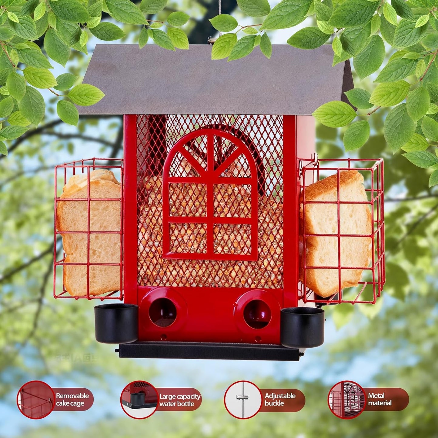 Outdoor Metal Hanging Bird Feeder Large Capacity Premium Wild Bird Fee