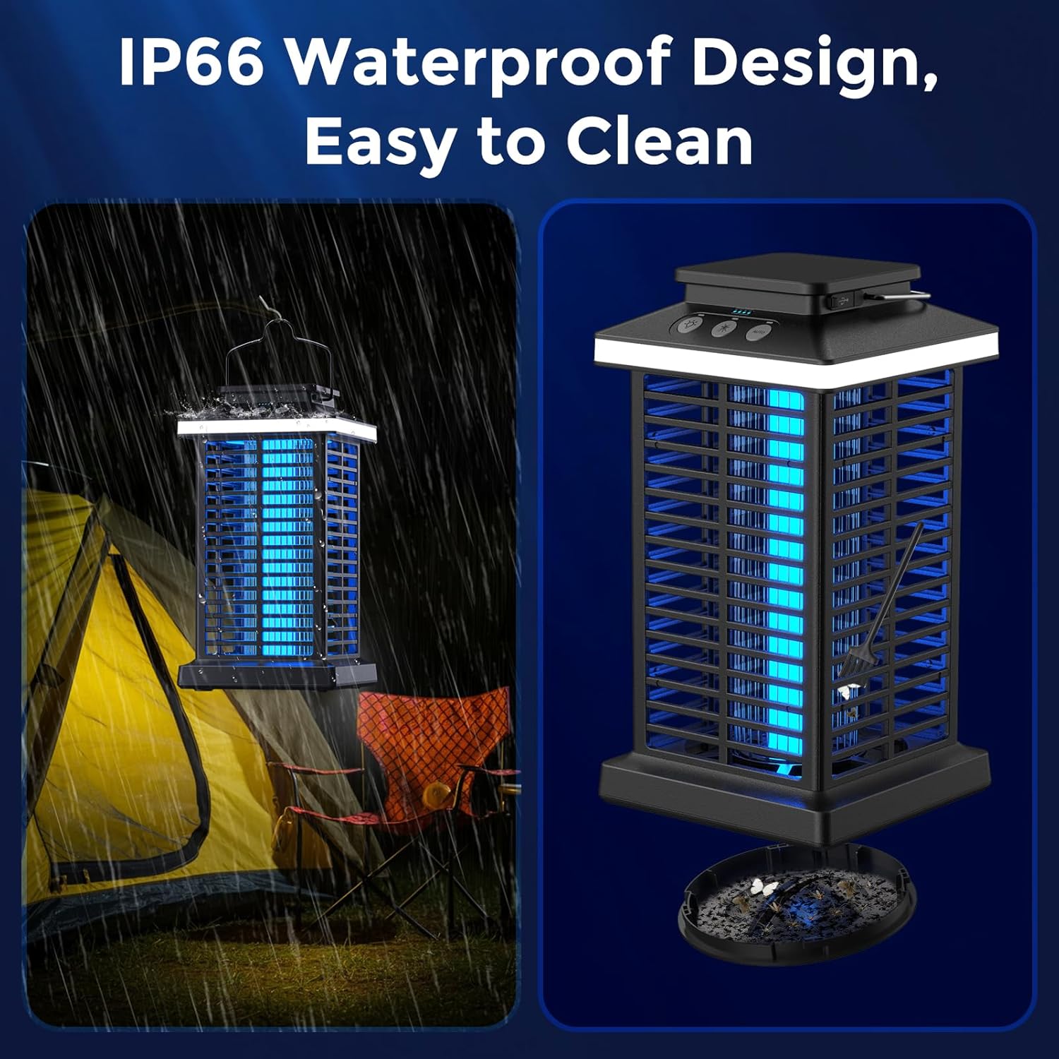 Bug Zapper Outdoor, Mosquito Zapper 2 in 1 Portable & Rechargeable Bug