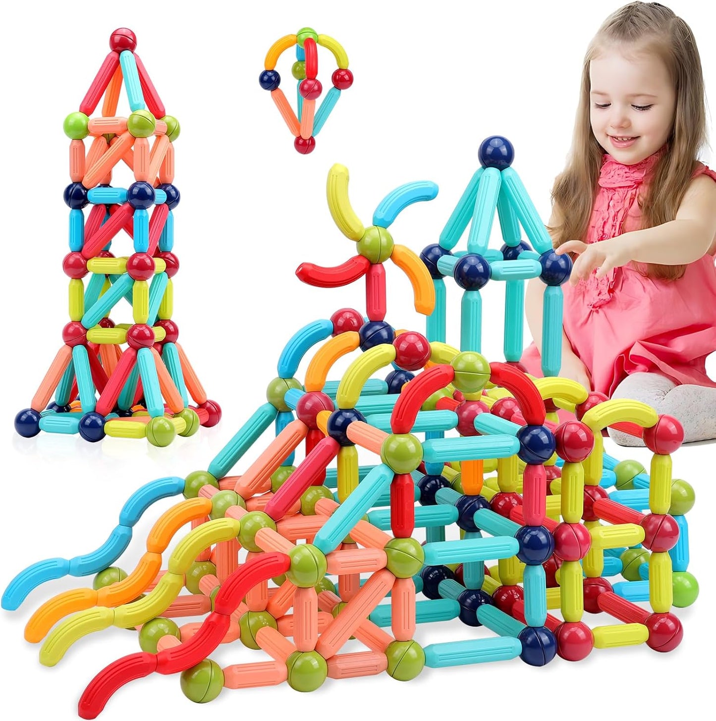 COUOMOXA Magnetic Building Blocks for Toddlers: STEM Educational Toys 