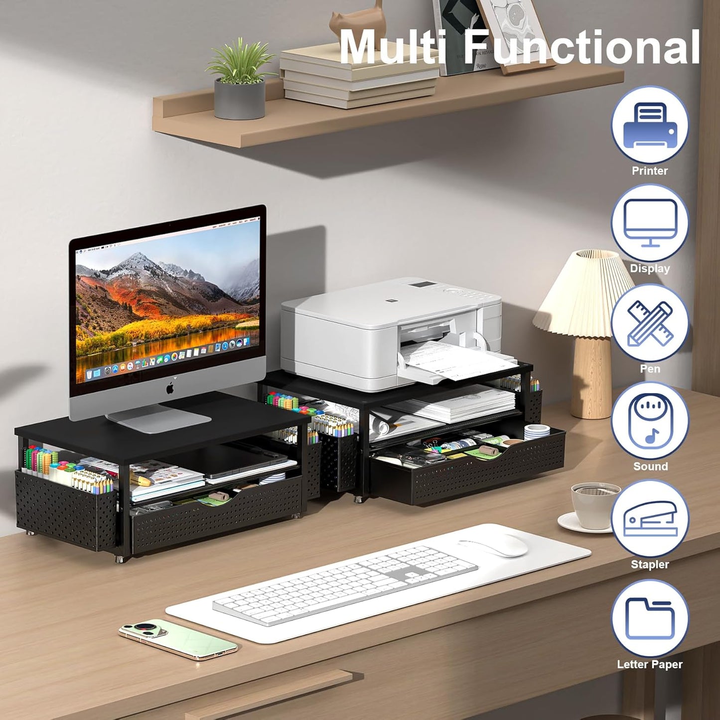 Spacrea Desk Organizer and Accessories, Computer Monitor Stand Riser w