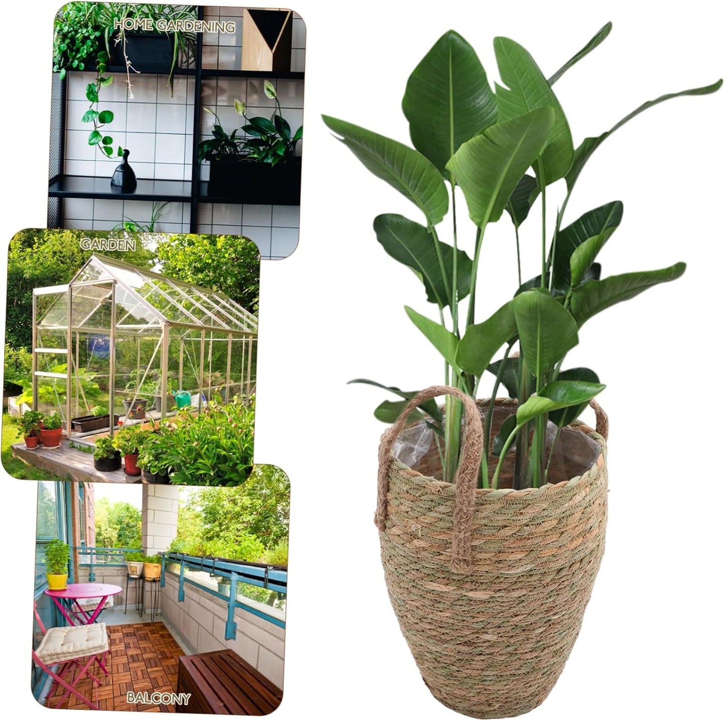 PRETYZOOM Handmade Flower Storage Basket Straw Weaving Plant Pots Indoor Decorative Woven Basket
