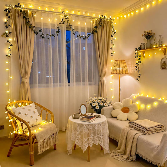 JMEXSUSS 100 LED Connectable Globe String Lights Indoor Bedroom, 33ft Warm White Christmas Lights Plug in with Remote, 8 Modes Hanging Fairy Light Outdoor for Room Classroom Party Spring Home Decor