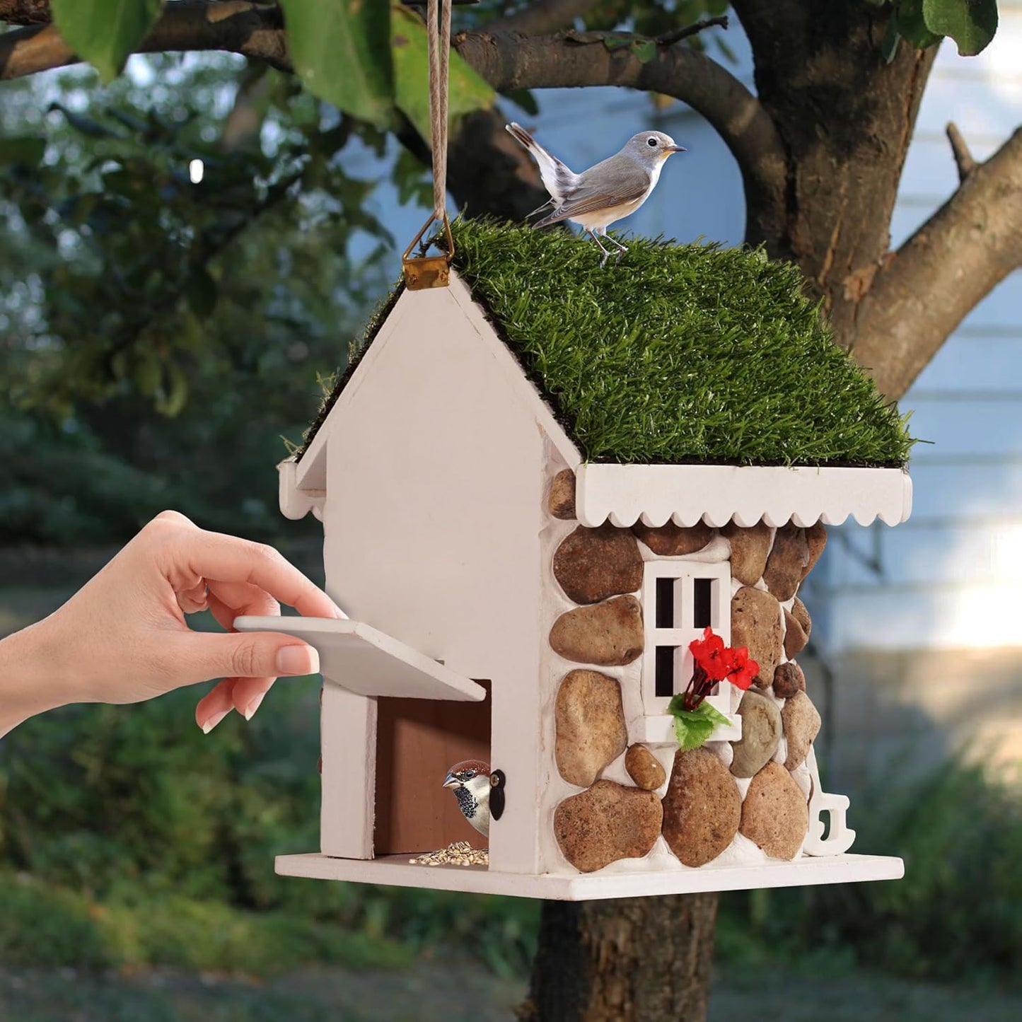 MIXUMON Bird Houses for Outside, Outdoor Bird House for Bird Families 