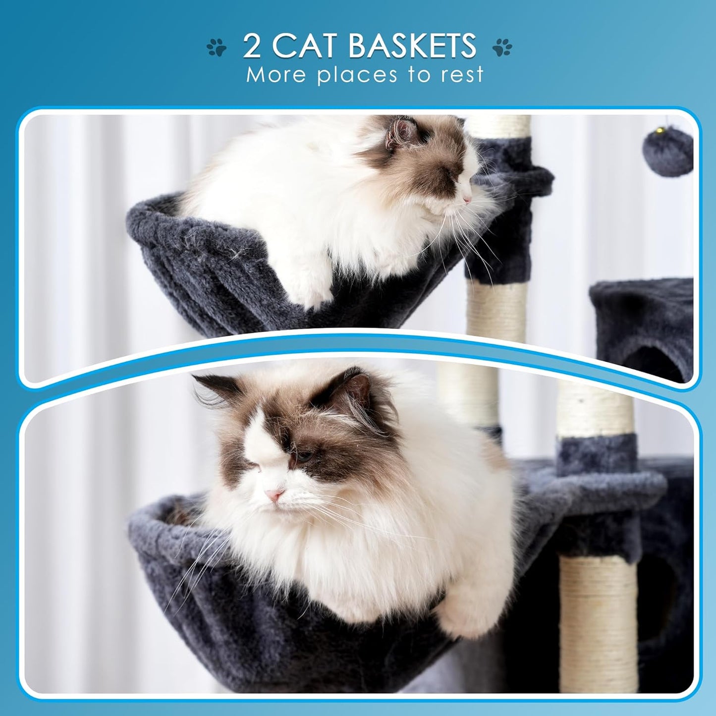 Hey-brother Cat Tree, 74 inches Multi-Level XL Large Cat Tower for Ind