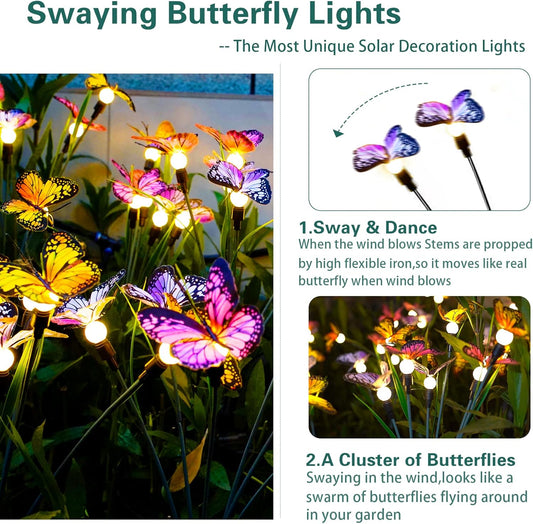 TONULAX Solar Garden Lights - Swaying Butterfly Light, Swaying in The 