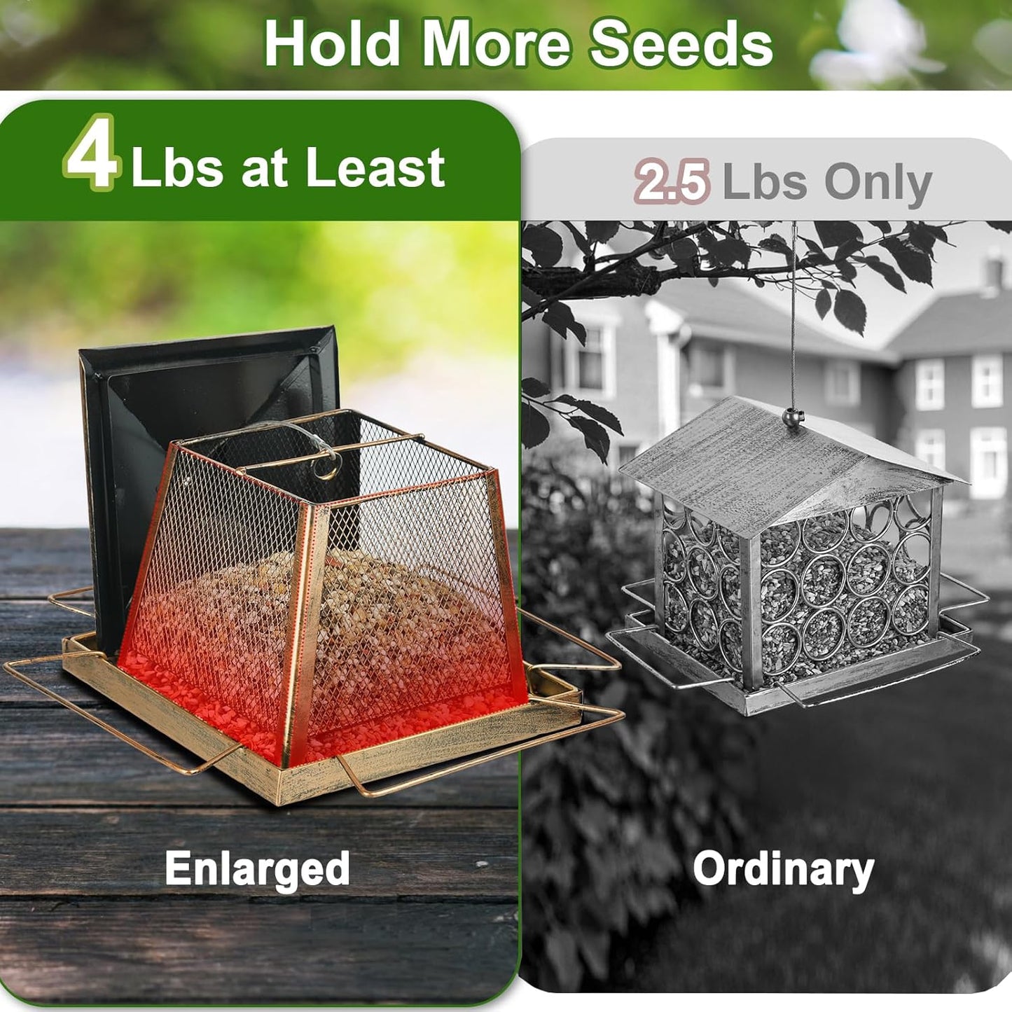 Large Bird Feeder for Outdoor, Gazebo Style Wild Bird Feeders, Metal Mesh Cardinal Birds Feeder for Garden Patio Birds Watching Decor, 4 lb Capacity