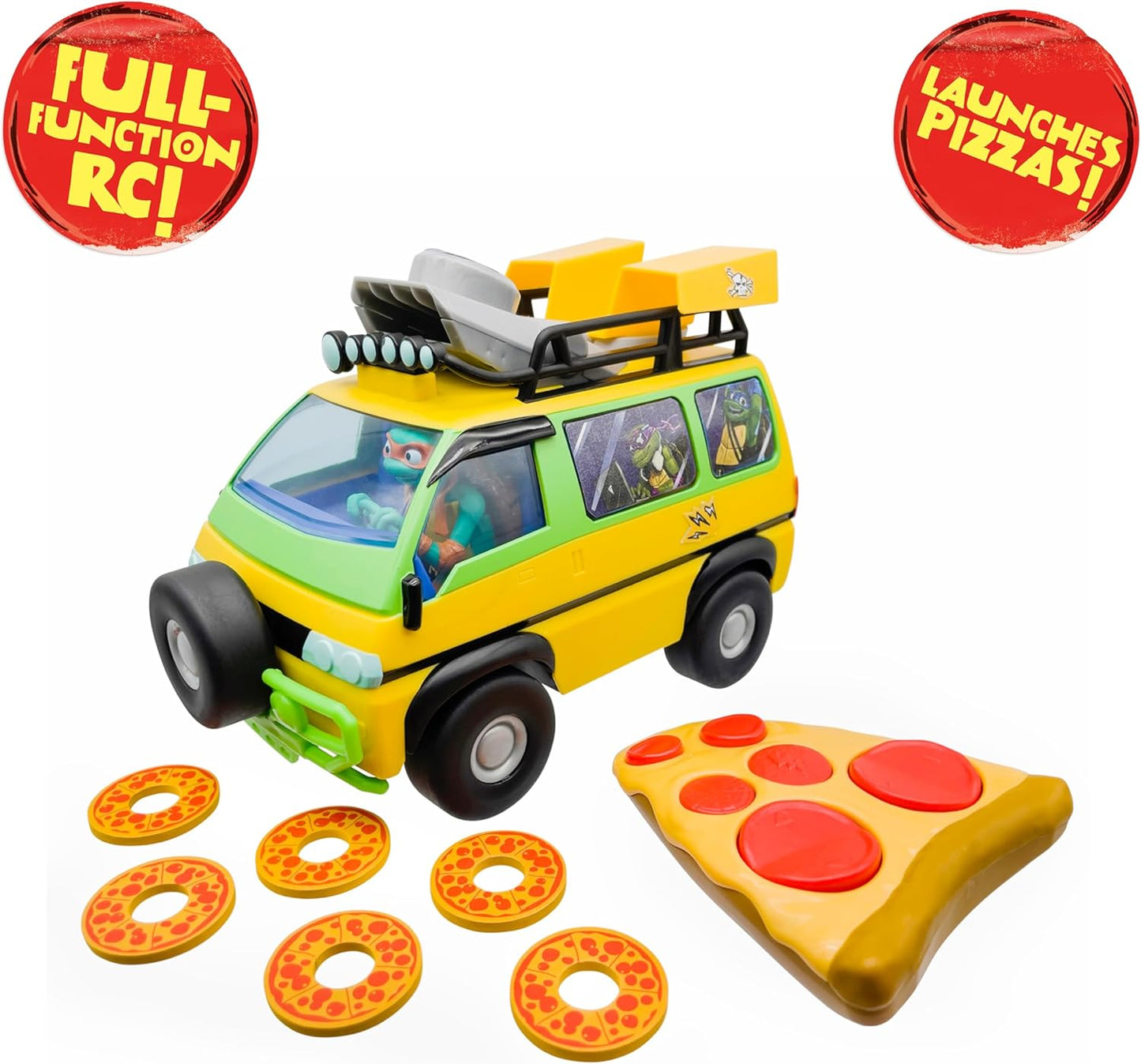 Teenage Mutant Ninja Turtles Toy, Pizza Blaster RC Vehicle with 6 Foam