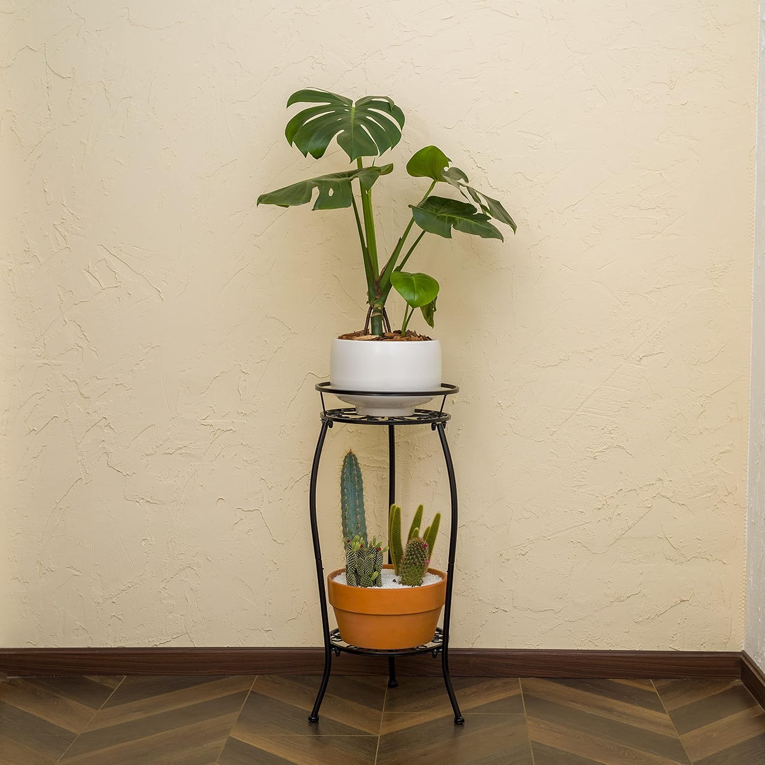 FaithLand 2 Pack Metal Plant Stands, Tall Planter Holder Indoor Outdoo