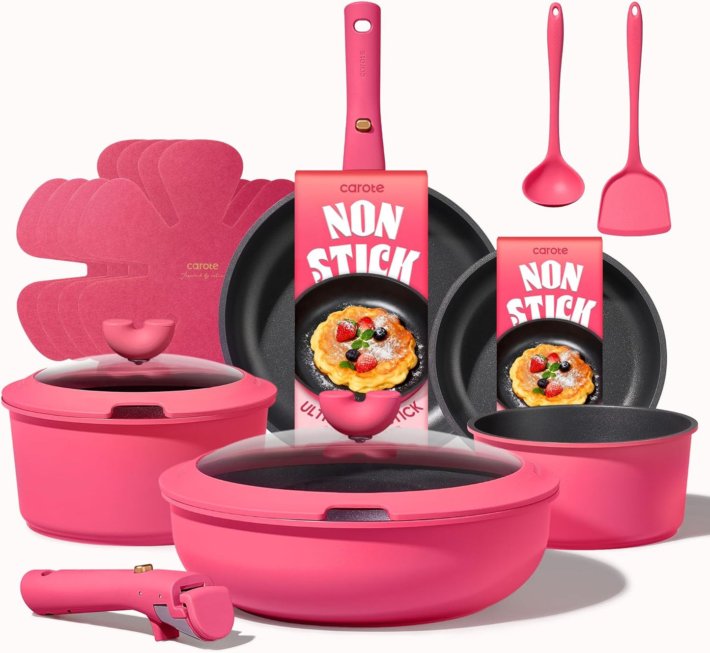 CAROTE 15pcs Pots and Pans Set Non Stick, Cookware Set Non Toxic with 