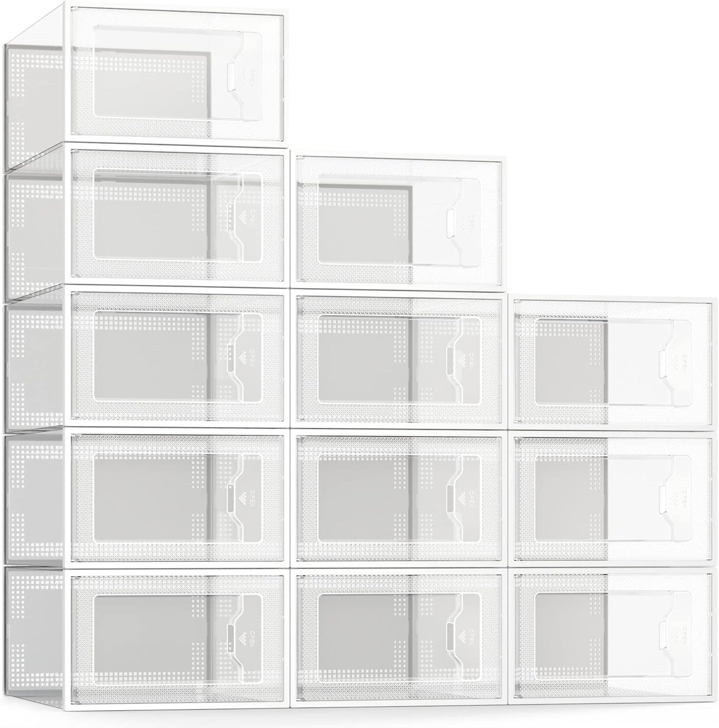 SEE SPRING 12 Pack Shoe Storage Box, Clear Plastic Stackable Shoe Orga