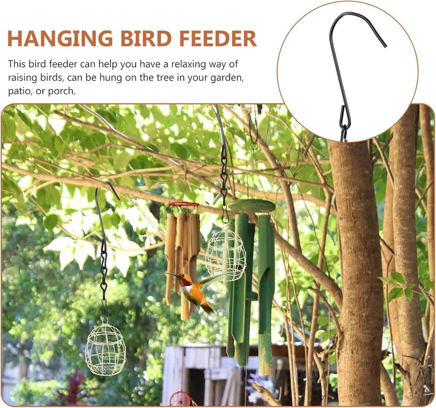 Milisten 2pcs Outdoor Hanging Bird Feeder Cage Metal Wire Small Swing 