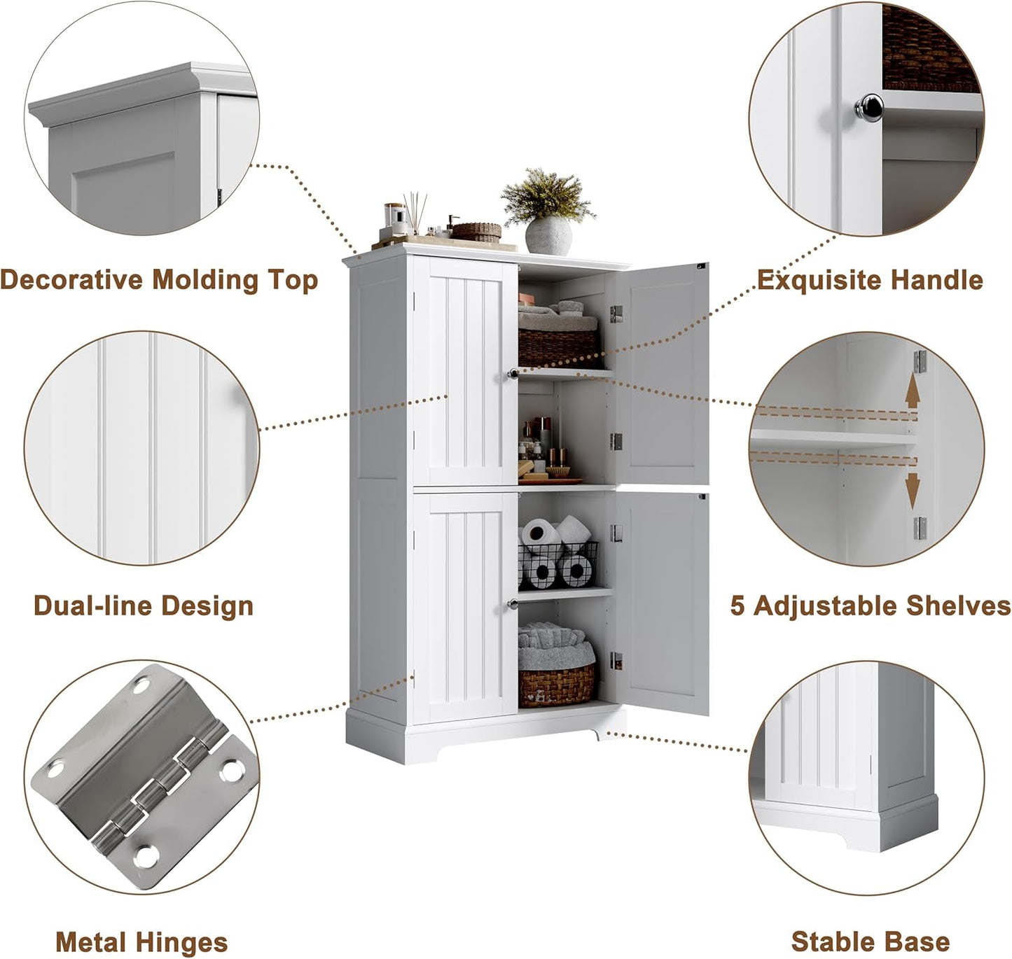 ChooChoo Bathroom Floor Cabinet, Modern Bathroom Storage Cabinet with 