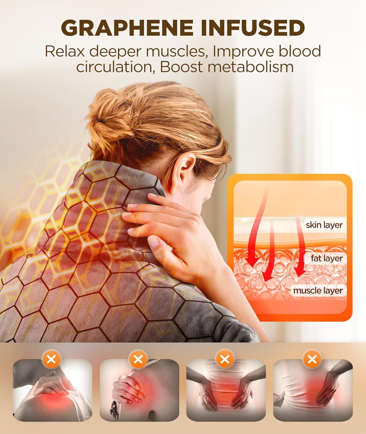 Graphene-Infused Heating Pad 3X Deeper Pain Relief, Weighted Instant H