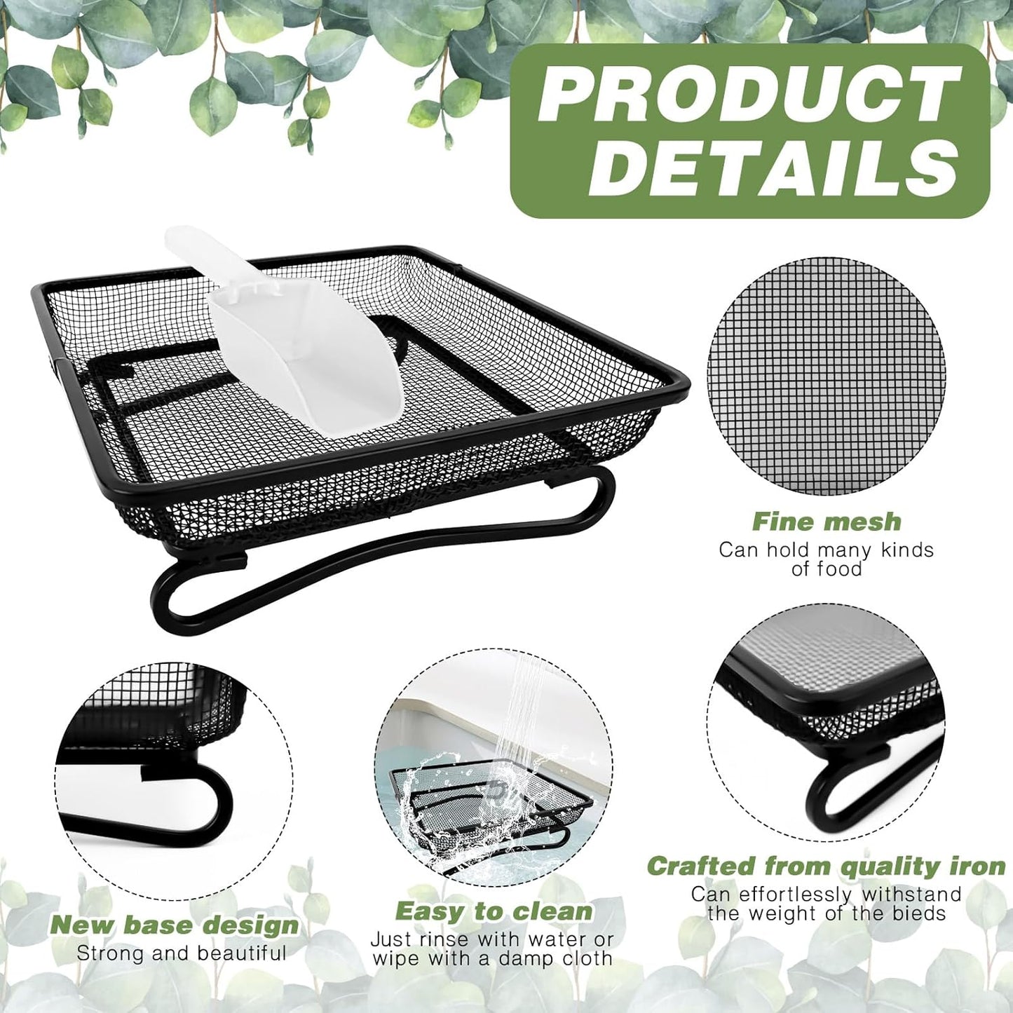 3 Pcs Platform Bird Feeder with Scoop, 6.7 x 6.7 x 2.2 in Ground Bird 