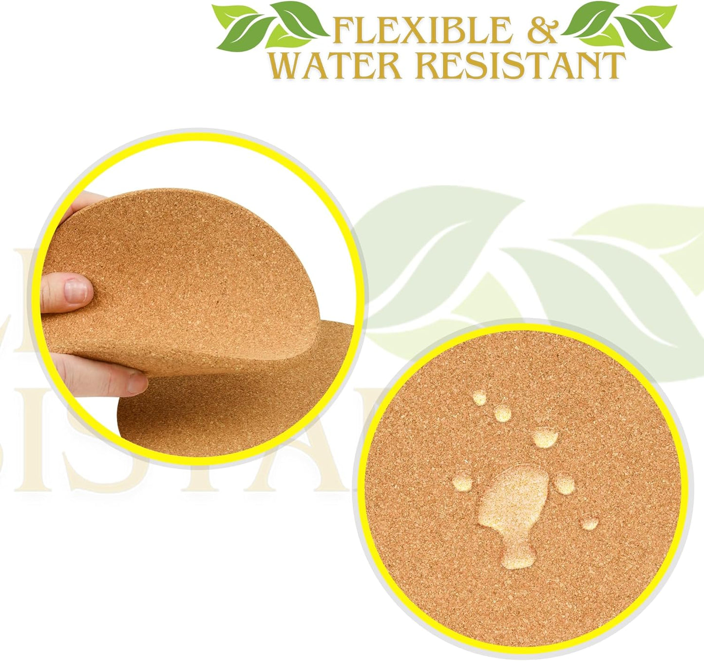Round Cork Pads Non-Slip Oven Trivet – Heat Resistant Cork Holder for Countertops, Glass Stovetops & Tables, Ideal for Hot Dishes, Pots, Pans, Planters, and Drink Coasters – 2 Pack, 7" Round Each