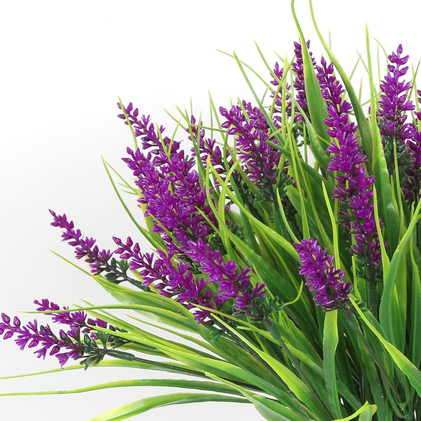 10 Bundles Artificial Grass Fake Plants Outdoor Fake Monkey Tail Grass with Flowers for Pot UV Resistant Lavender Patio Garden Porch Home Window Hanging Planter Decor Faux Plastic Shrubs(Fuchsia)