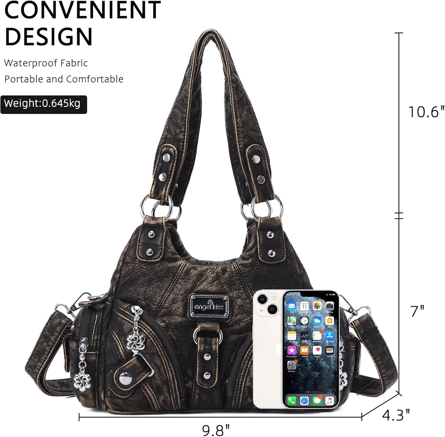 Angel Kiss Purses for Women Small Hobo Shoulder Bags Vagen Leather Mul