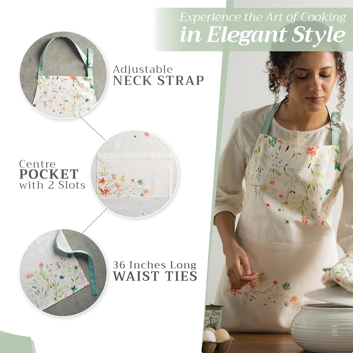 Maison d' Hermine 100% Cotton Apron for women with Pocket Kitchen Chef
