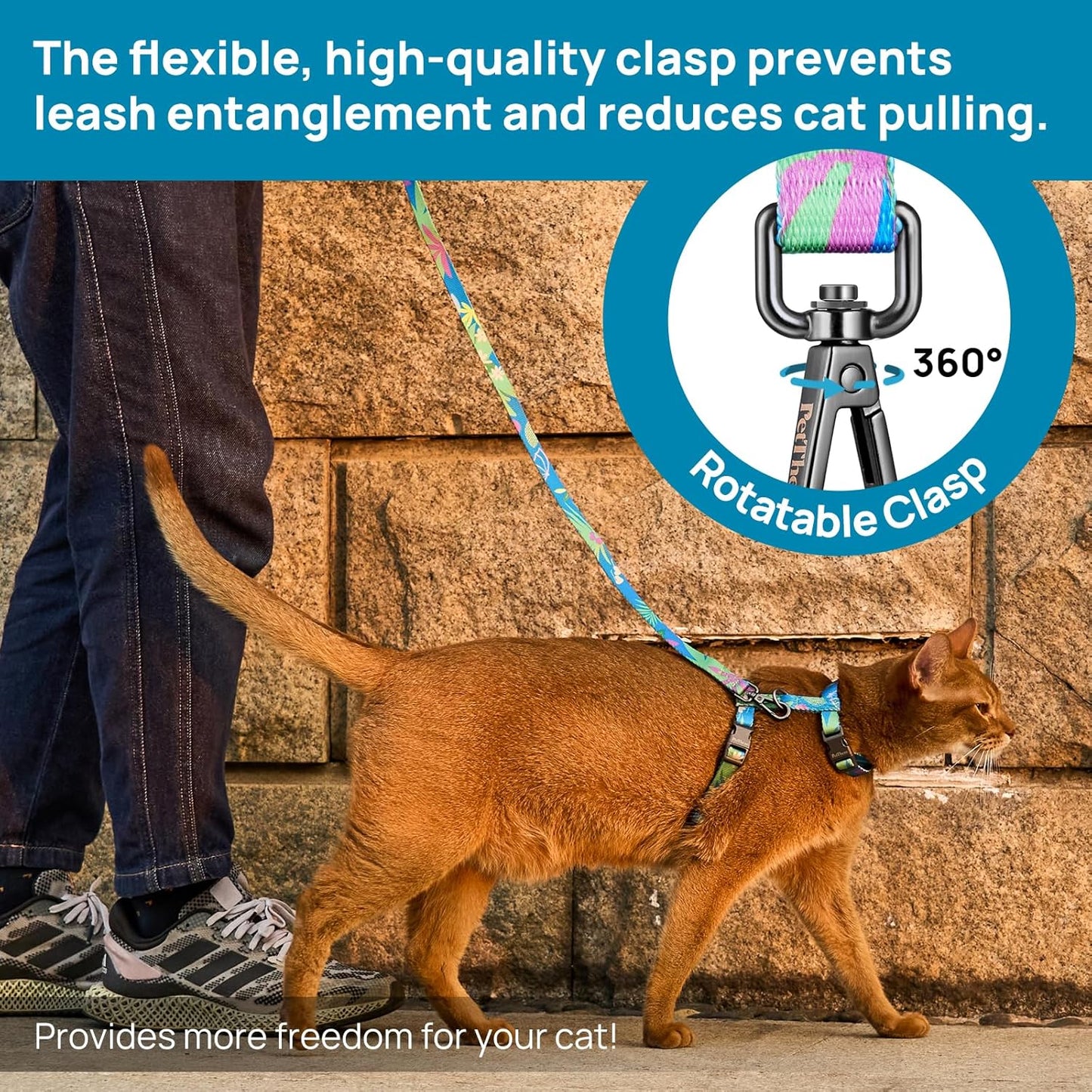Cat Harness and Leash Set - Escape Proof Adjustable Cat Harness, Comfo