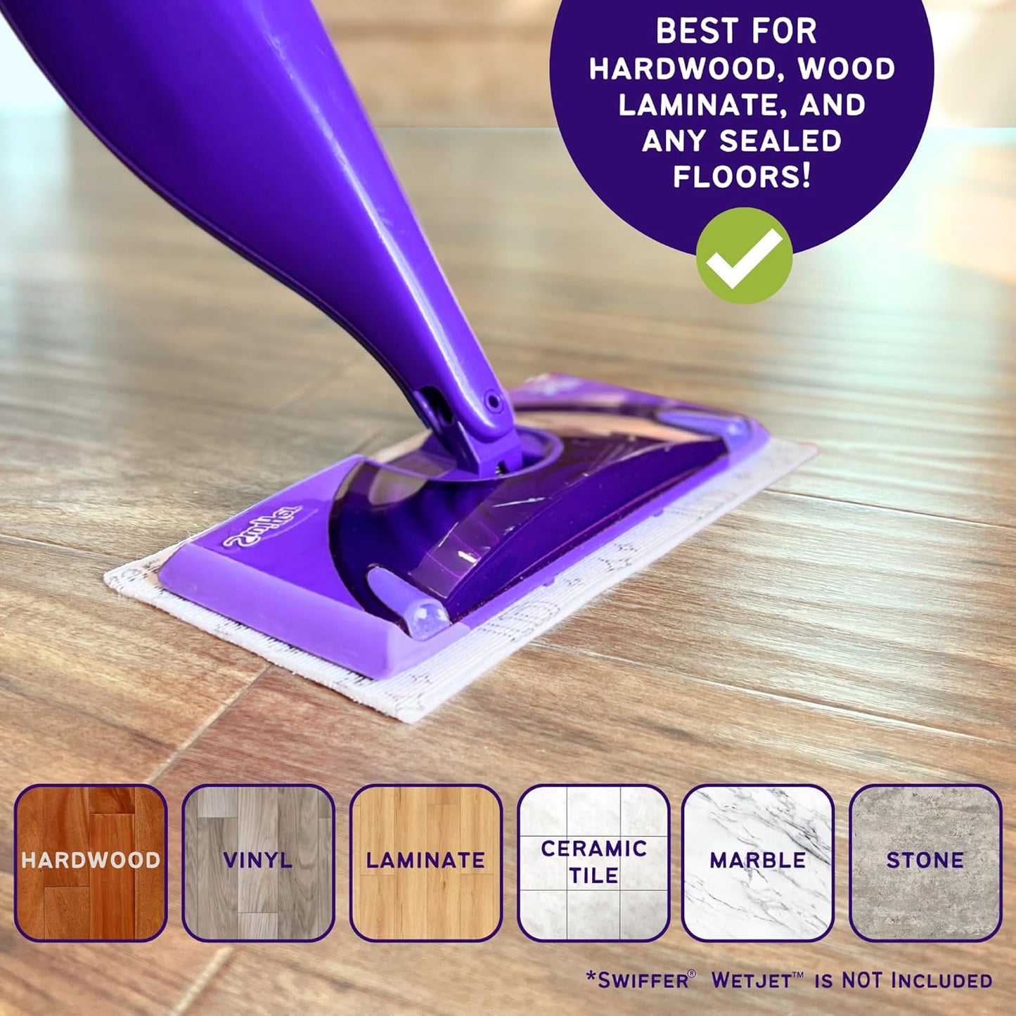 48 Pack Premium Microfiber Replacement Pads for Swiffer WetJet - Super Absorbent, Lint-Free, Durable-11"x5.5", Perfect Fit Swiffer WetJet Mop - Safe on Hardwood, Tile, Vinyl