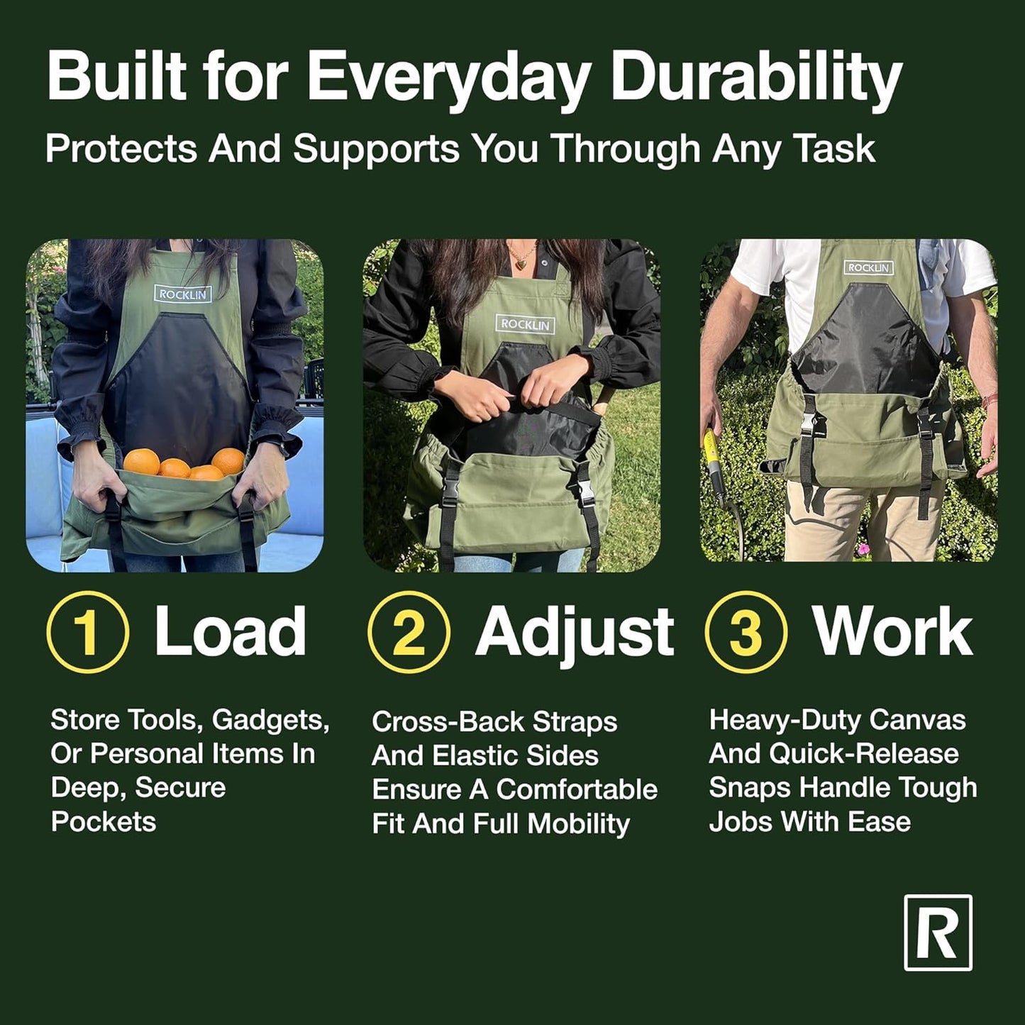 Rocklin Garden Apron – Heavy Duty Canvas Garden Apron For Women & Men 