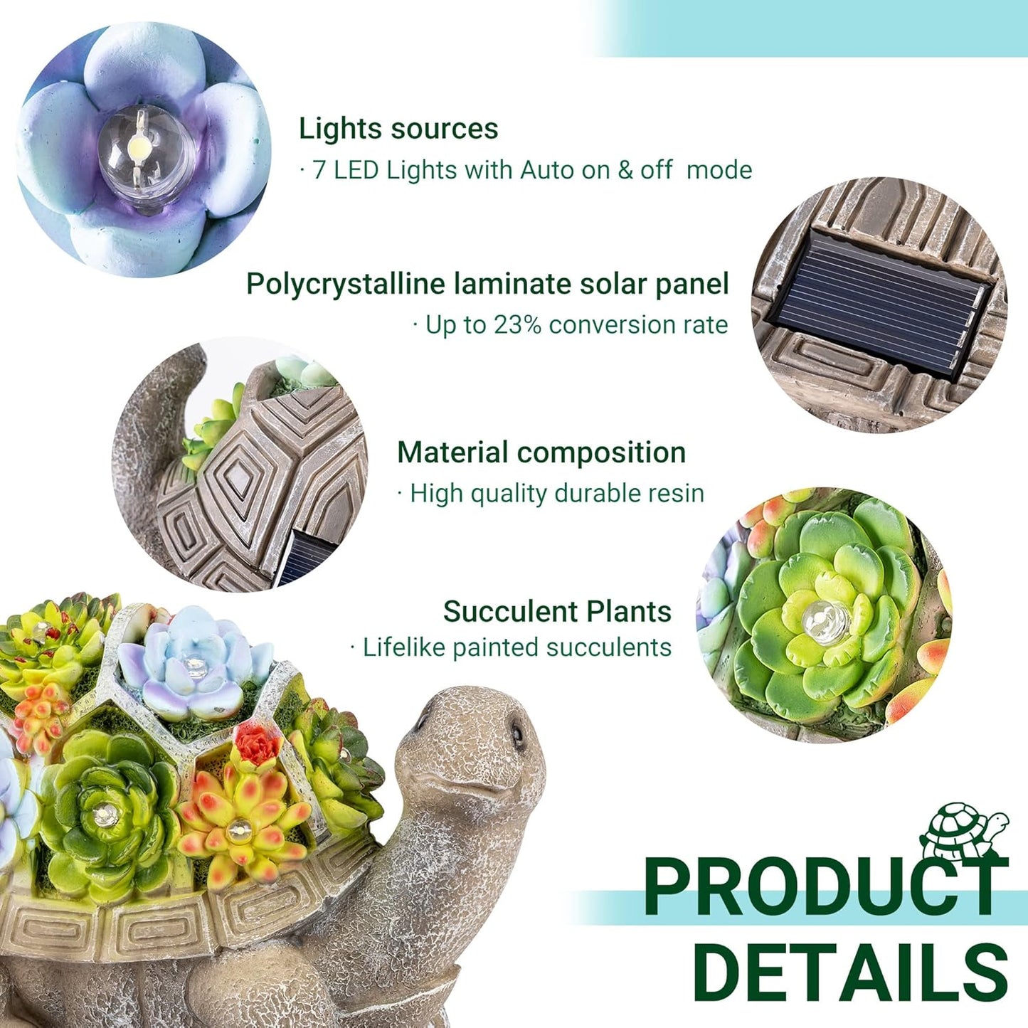 GIGALUMI Solar Garden Statues Turtle Figurine Lights for Outside, Yard