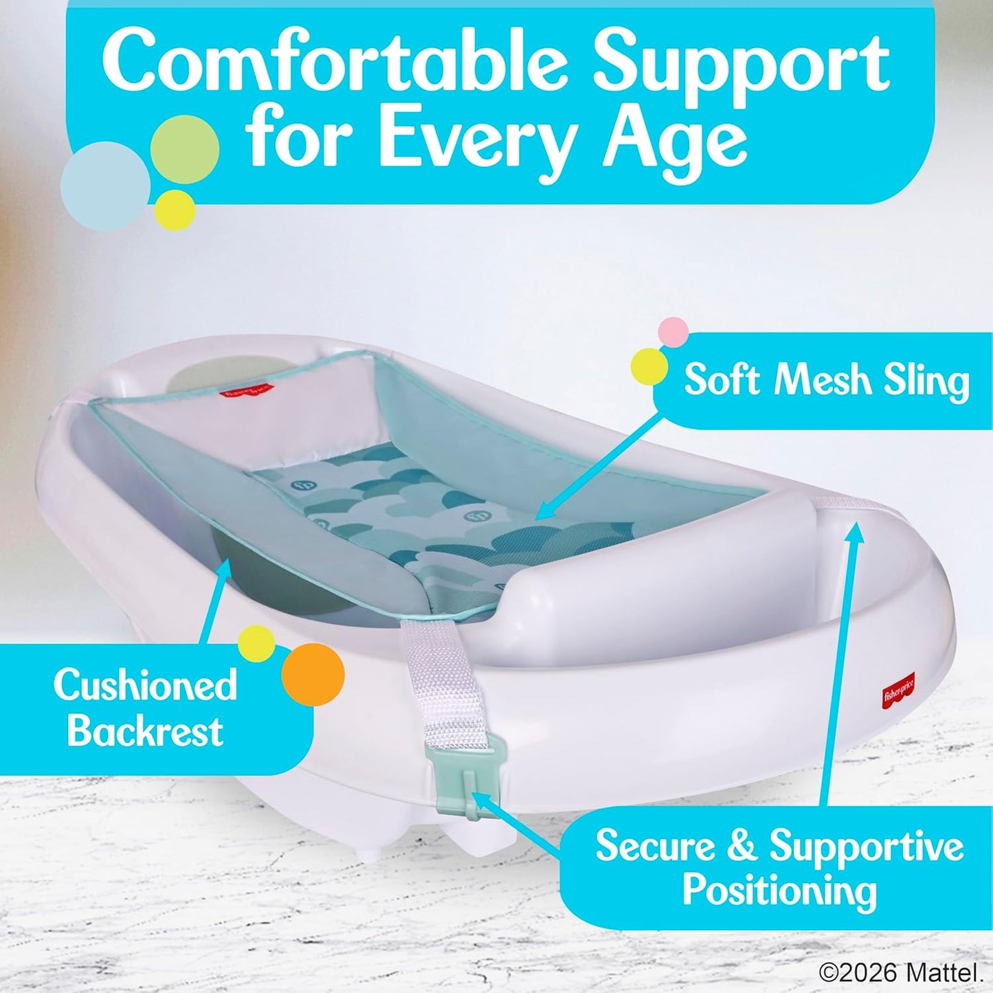 Fisher-Price™ 3-N-1 Grow with Baby Infant to Toddler Bath Tub with Sup