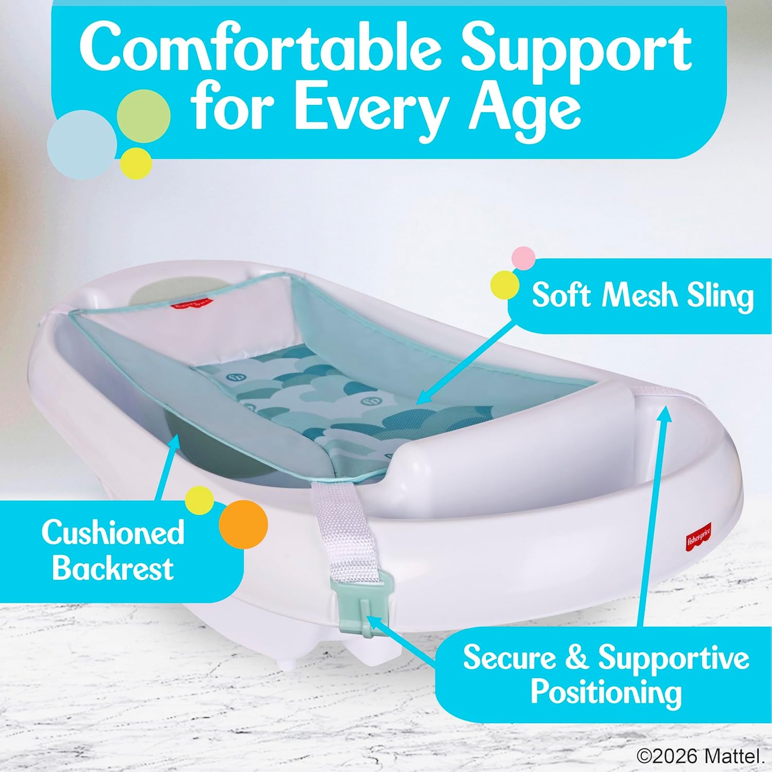 Fisher-Price™ 3-N-1 Grow with Baby Infant to Toddler Bath Tub with Sup