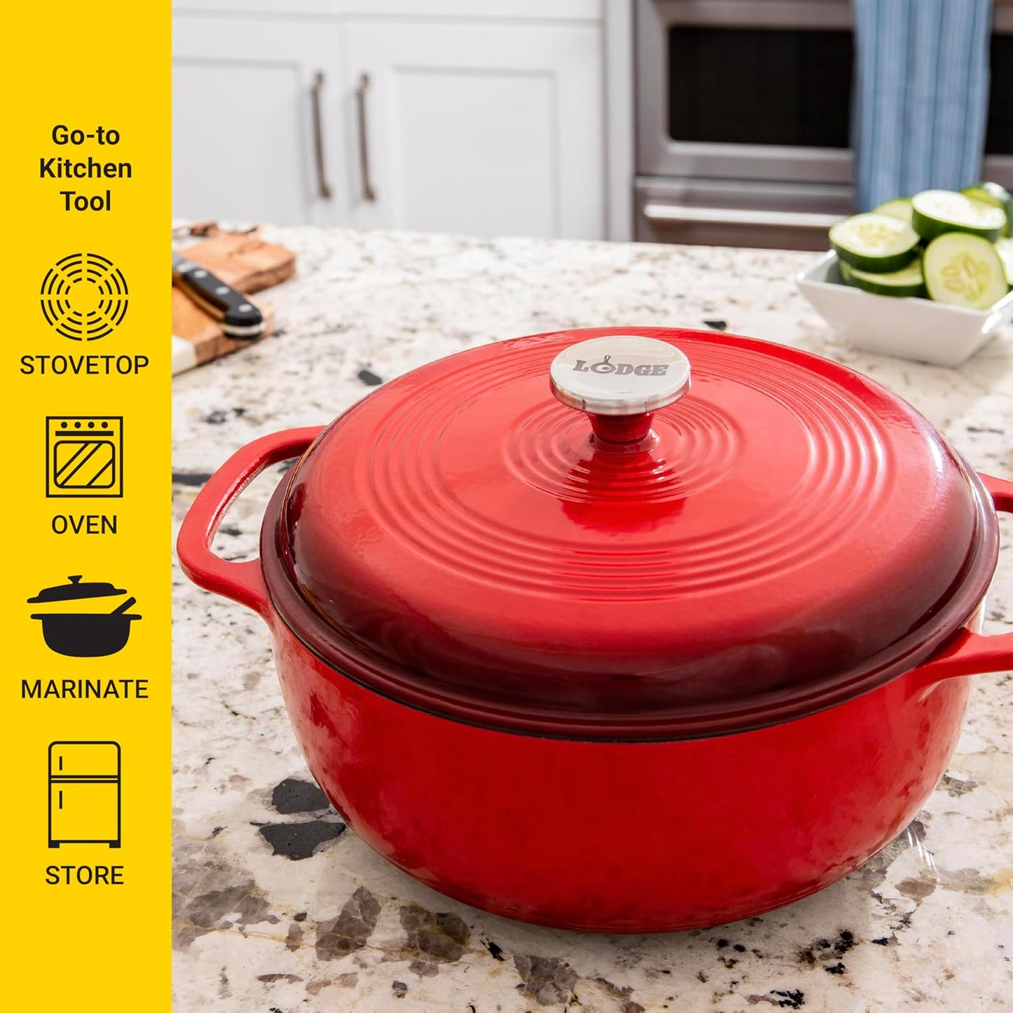 Lodge Essential Enamel Cast Iron Dutch Oven - Perfect for Bread Baking