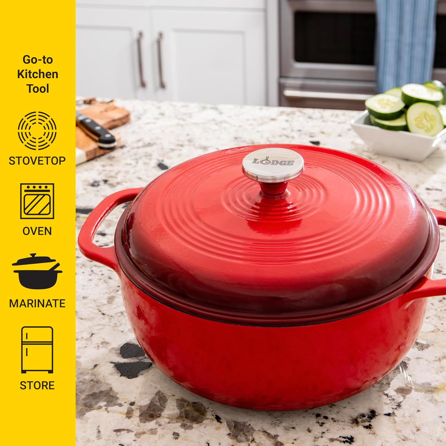 Lodge Essential Enamel Cast Iron Dutch Oven - Perfect for Bread Baking