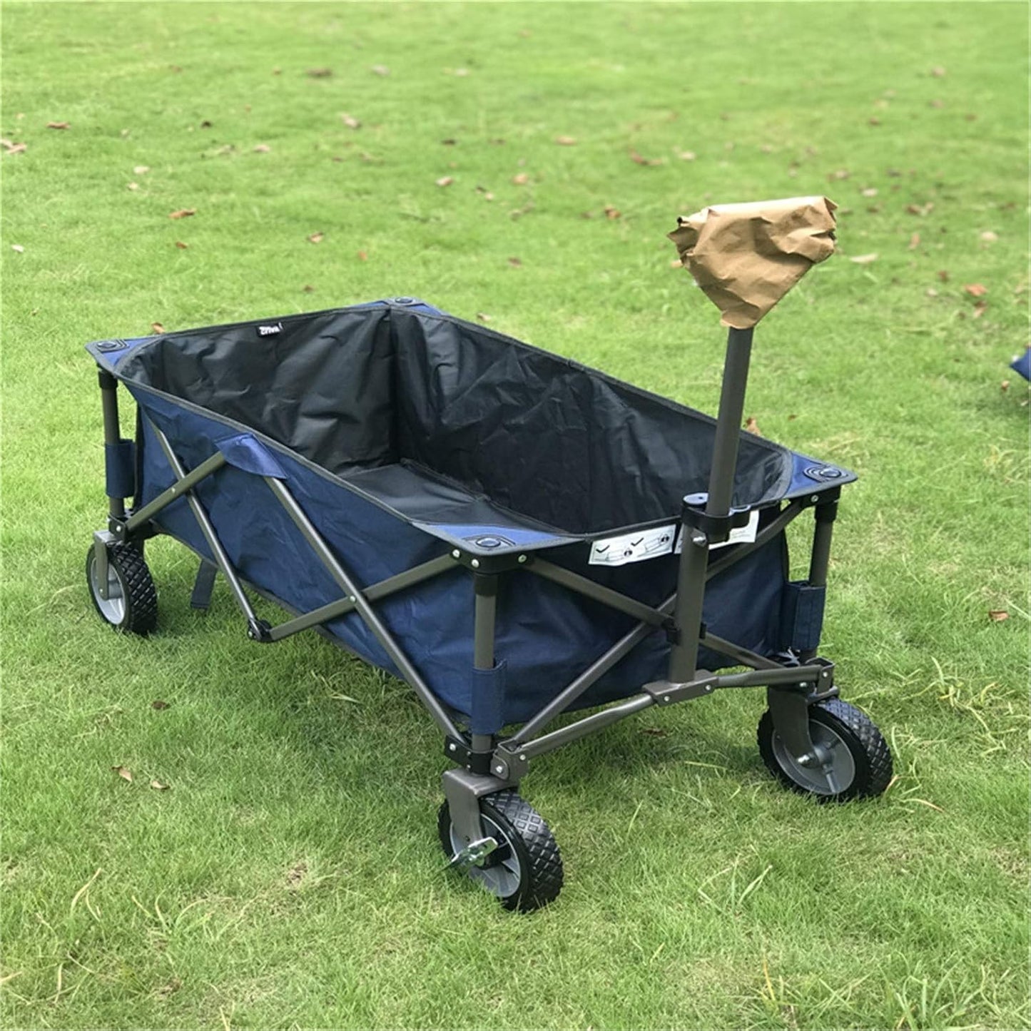 Garden Carts Picnic Camping Car Outdoor Camping Trolley Portable Folding Four-Wheel Beach Hand Trailer Outdoor Trolley (Color : Blue, Size : One Szie) (Blue One szie)