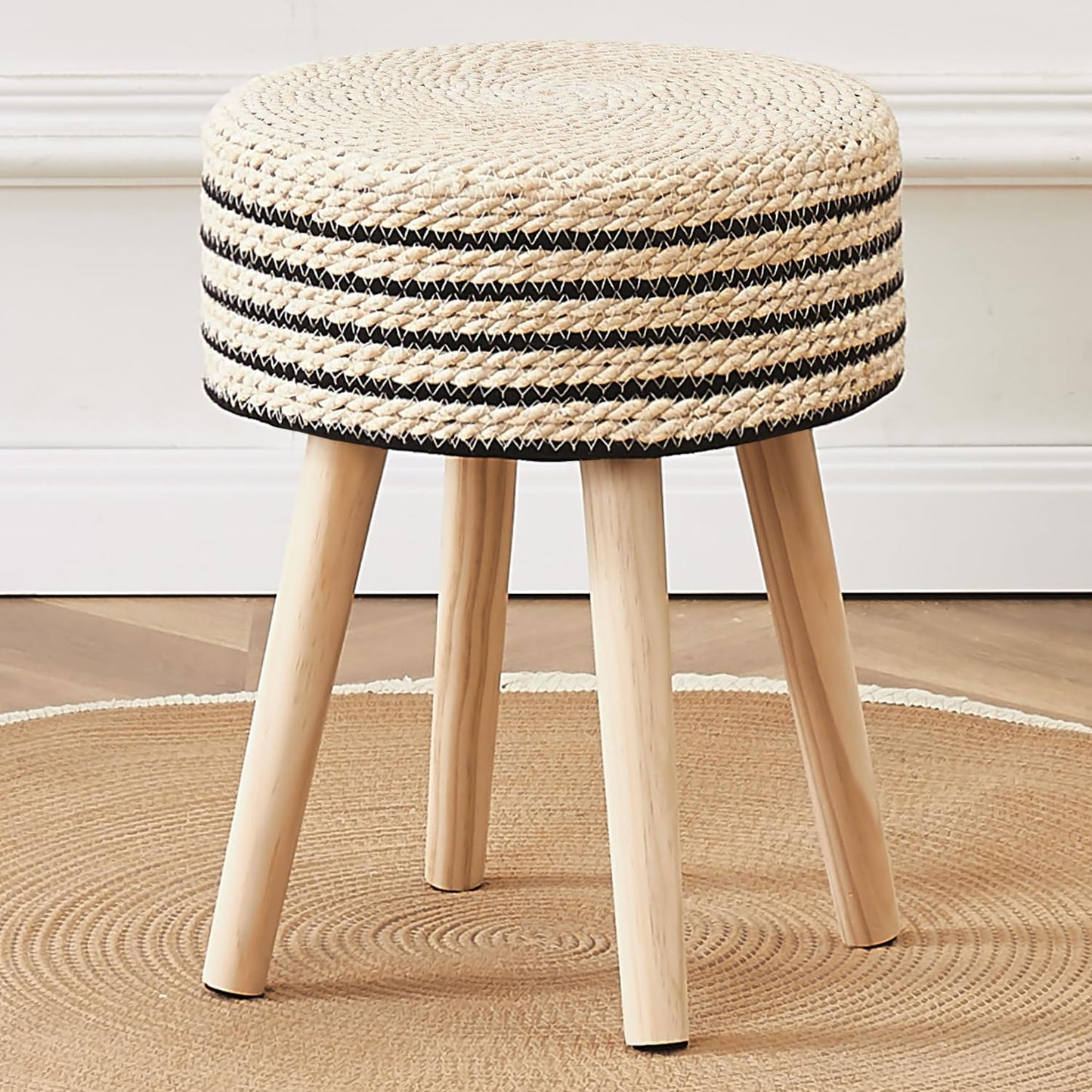 Cpintltr Round Ottoman Footstool Natural Seagrass Foot Stool Pouf Otto