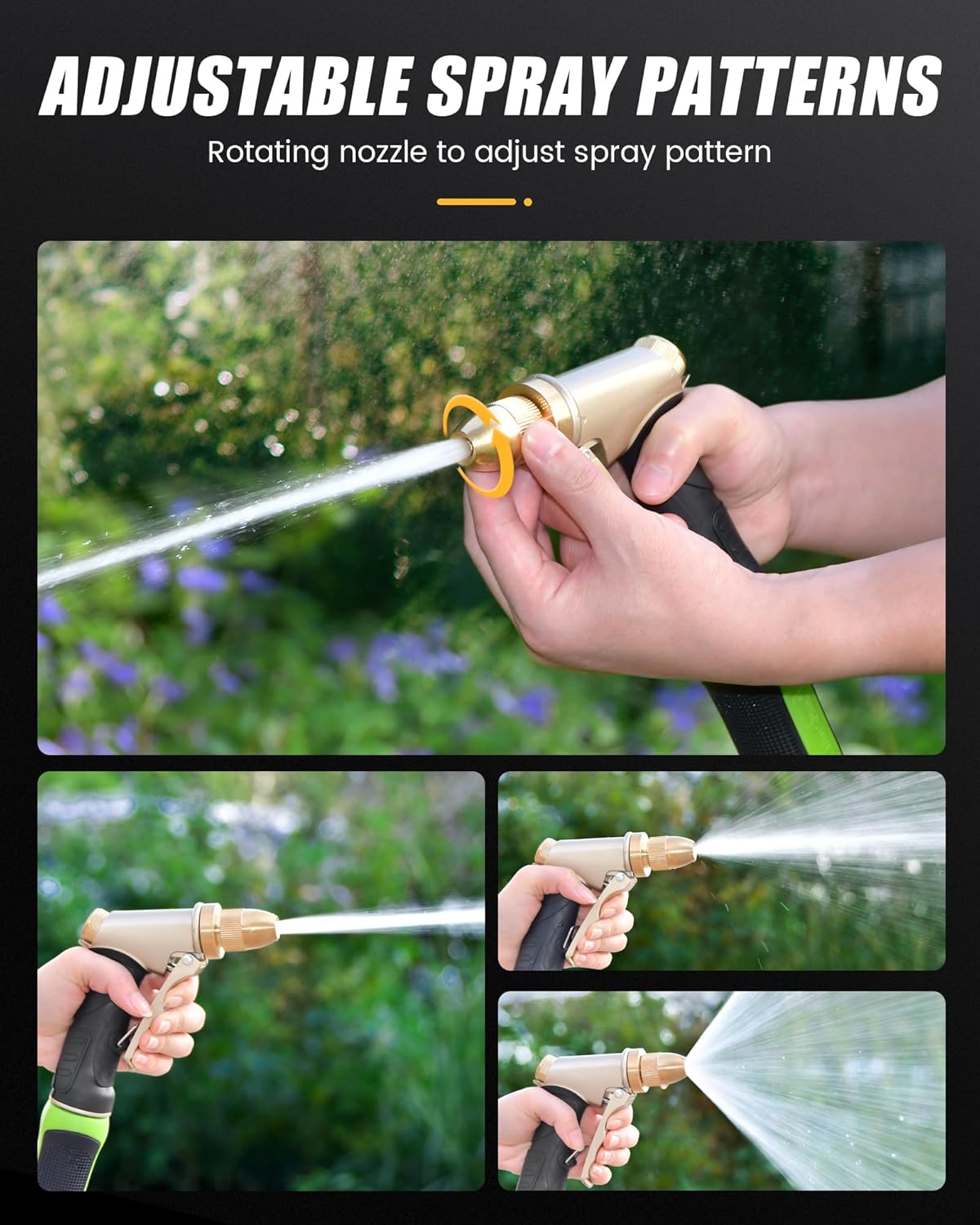 RAINPOINT Garden Hose Nozzle, Upgraded Heavy Duty Metal Spray Nozzle, 