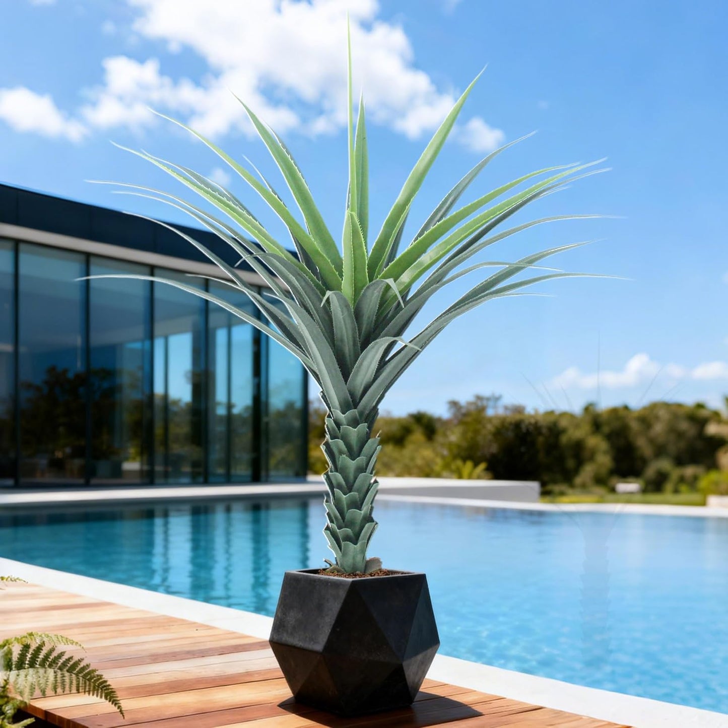 Tropical Plant Artificial - 4ft Fake Agave Plant for Indoor, Faux Spiked Agave Tree for Home, Office, Corner, Front Porch, Entryway, Patio, Pool, Outdoor Hotel Decor Greenery Tree Housewarming Gift