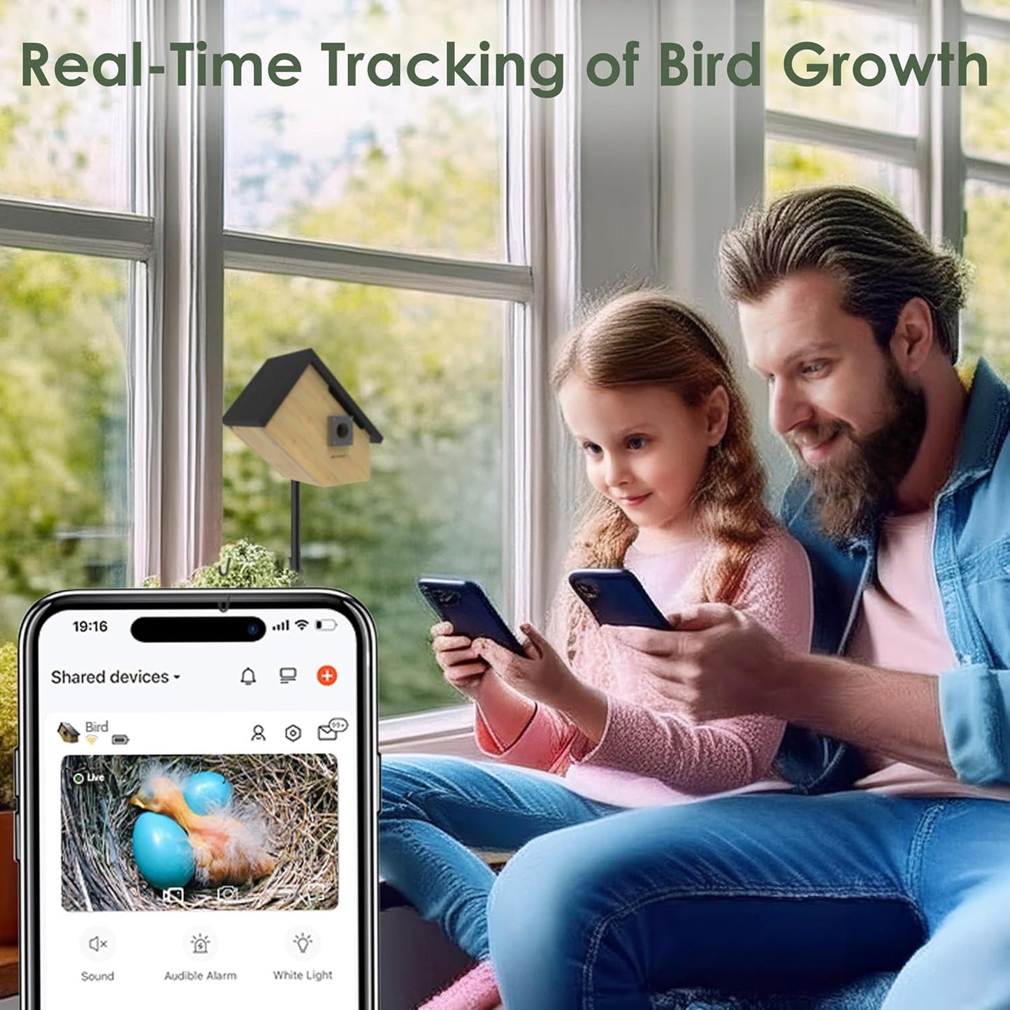Birdkiss Smart Bird Houses for Outside Solar Powered, 1080P HD Live Vi