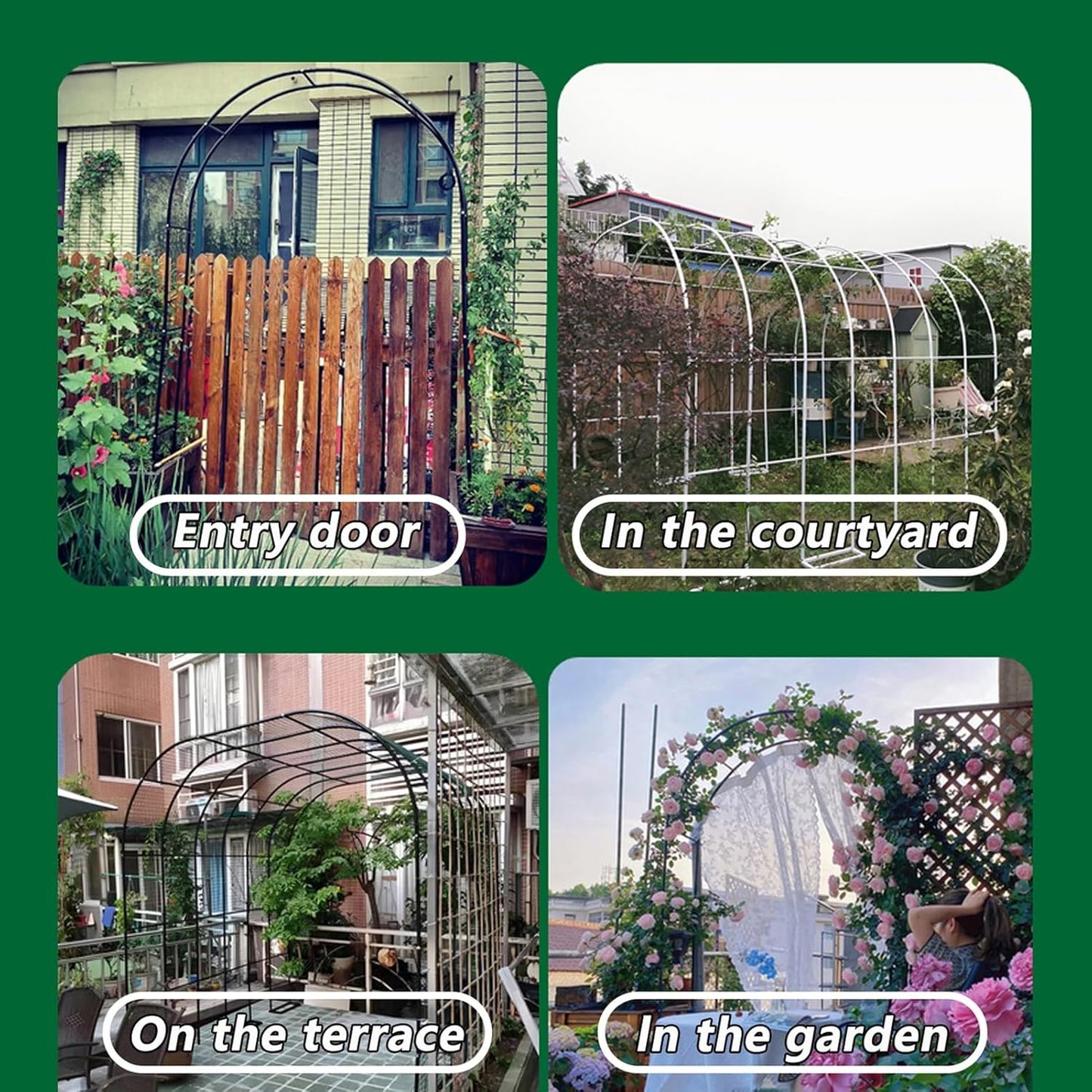 Metal Garden Archway - Outdoor Trellis for Climbing Plants, Floral Vines & Wedding Decor, Black Garden Arch (300x220x25cm) - Perfect for Roses & Garden Events