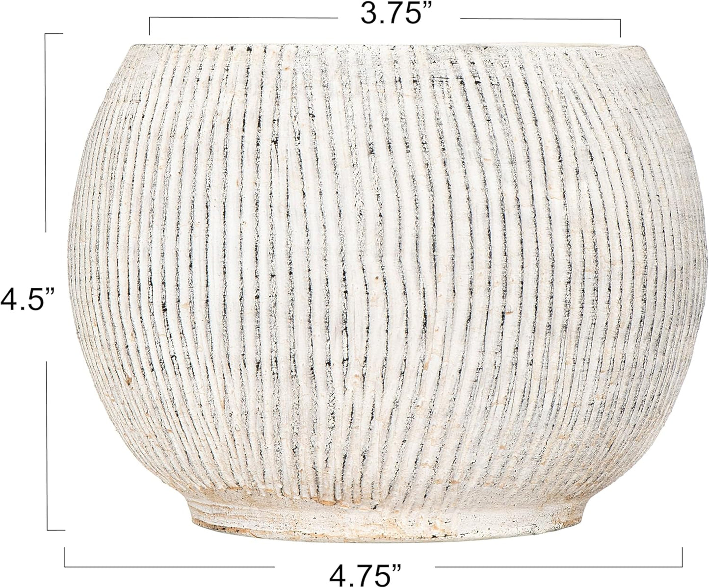 Creative Co-Op Distressed Cream Terracotta Planter with Fluted Texture
