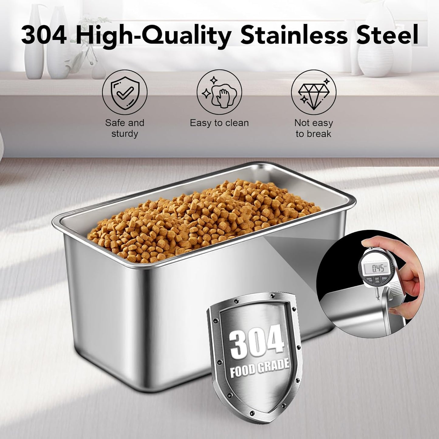Newget Dog Food Storage Container Stainless Steel with Scoop, 16-lb/11