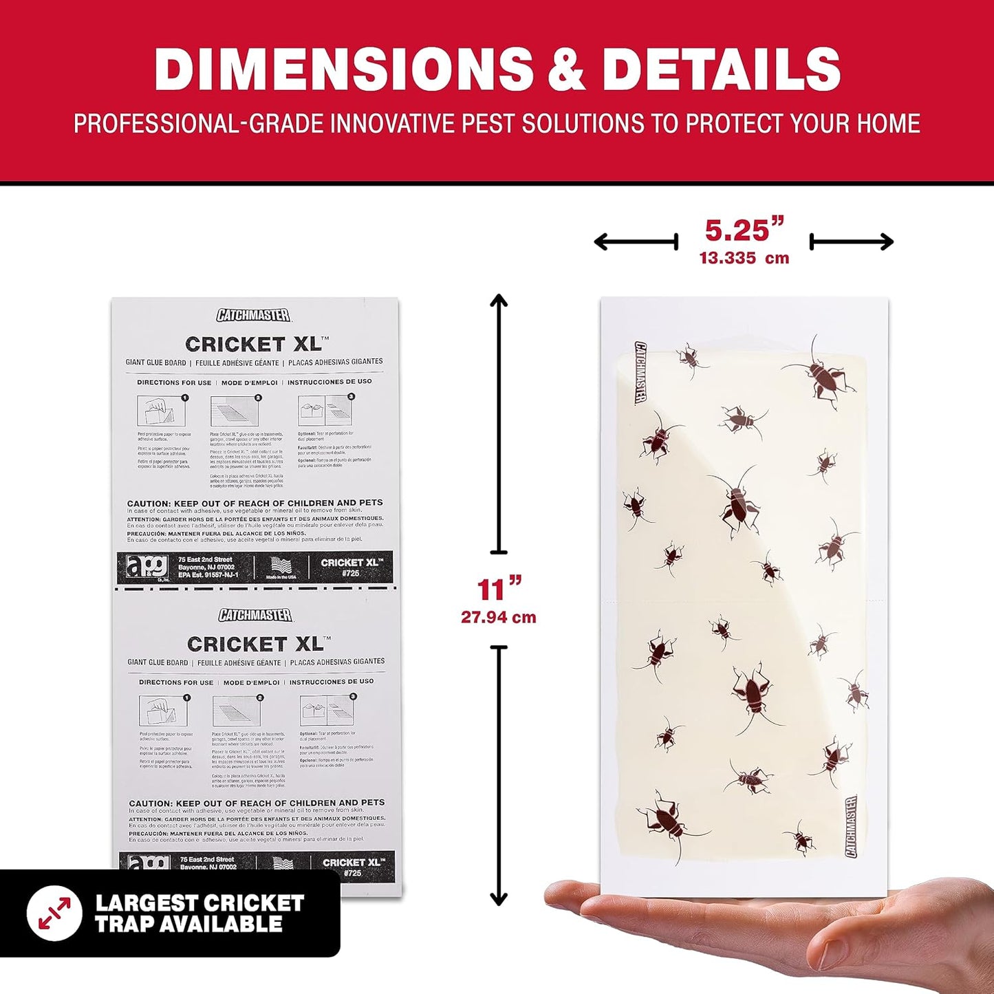 Catchmaster Cricket XL Giant Glue Boards 6-Pk, Adhesive Bug Catcher Cr
