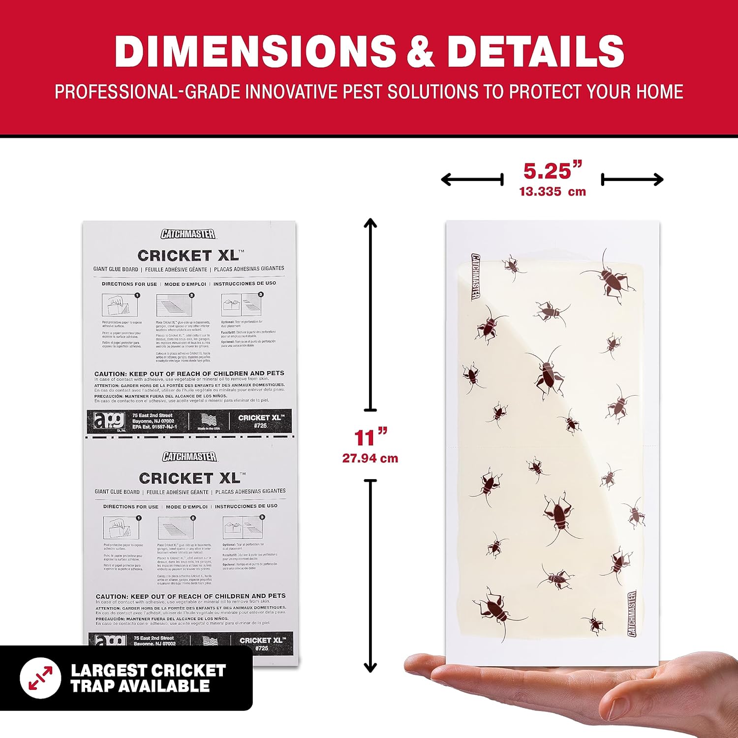 Catchmaster Cricket XL Giant Glue Boards 6-Pk, Adhesive Bug Catcher Cr