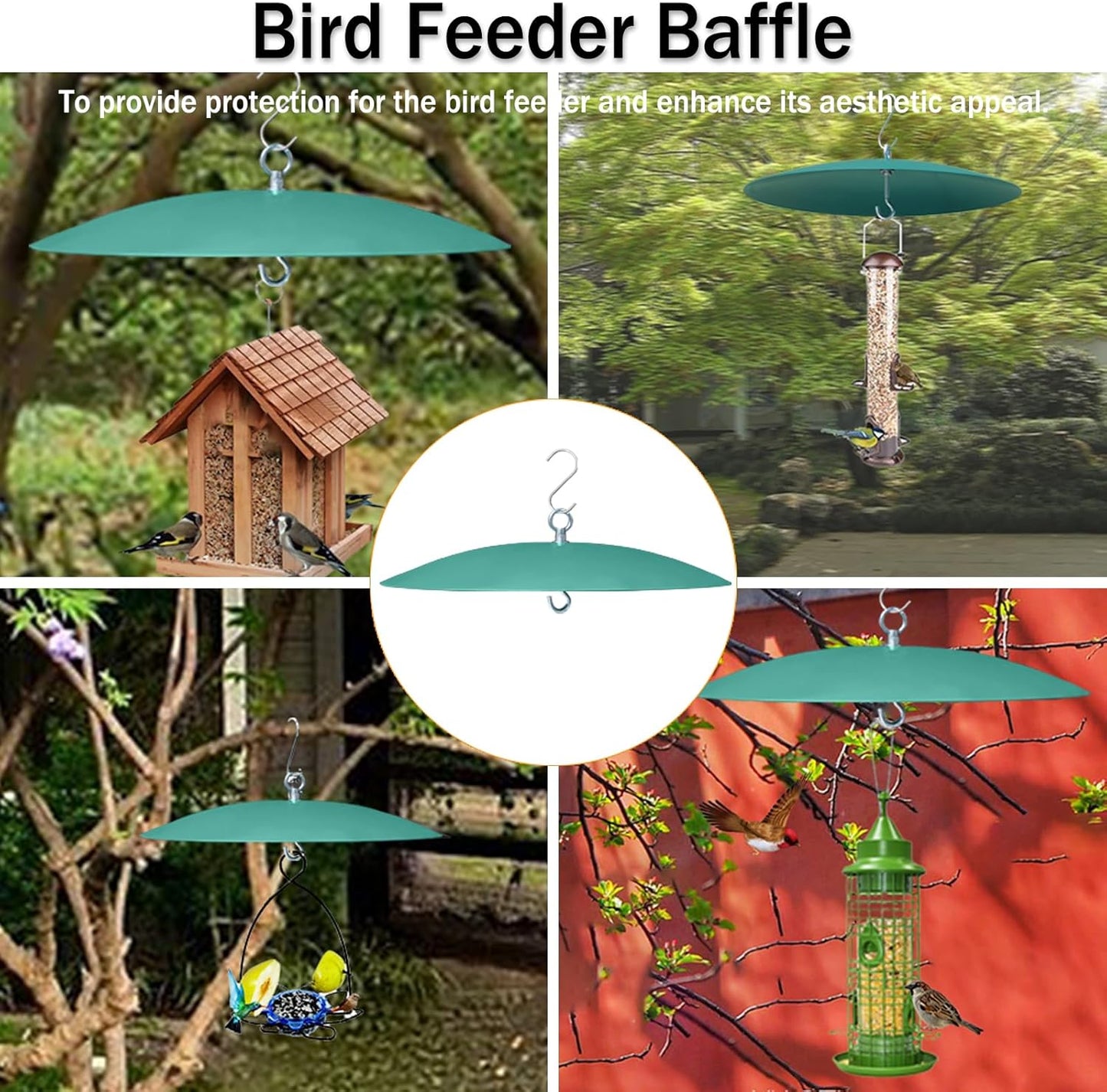 Squirrel Baffle Shield, 13 inch Metal Hummingbird Feeders Rain Guard Cover for Bird Houses 2 Pack