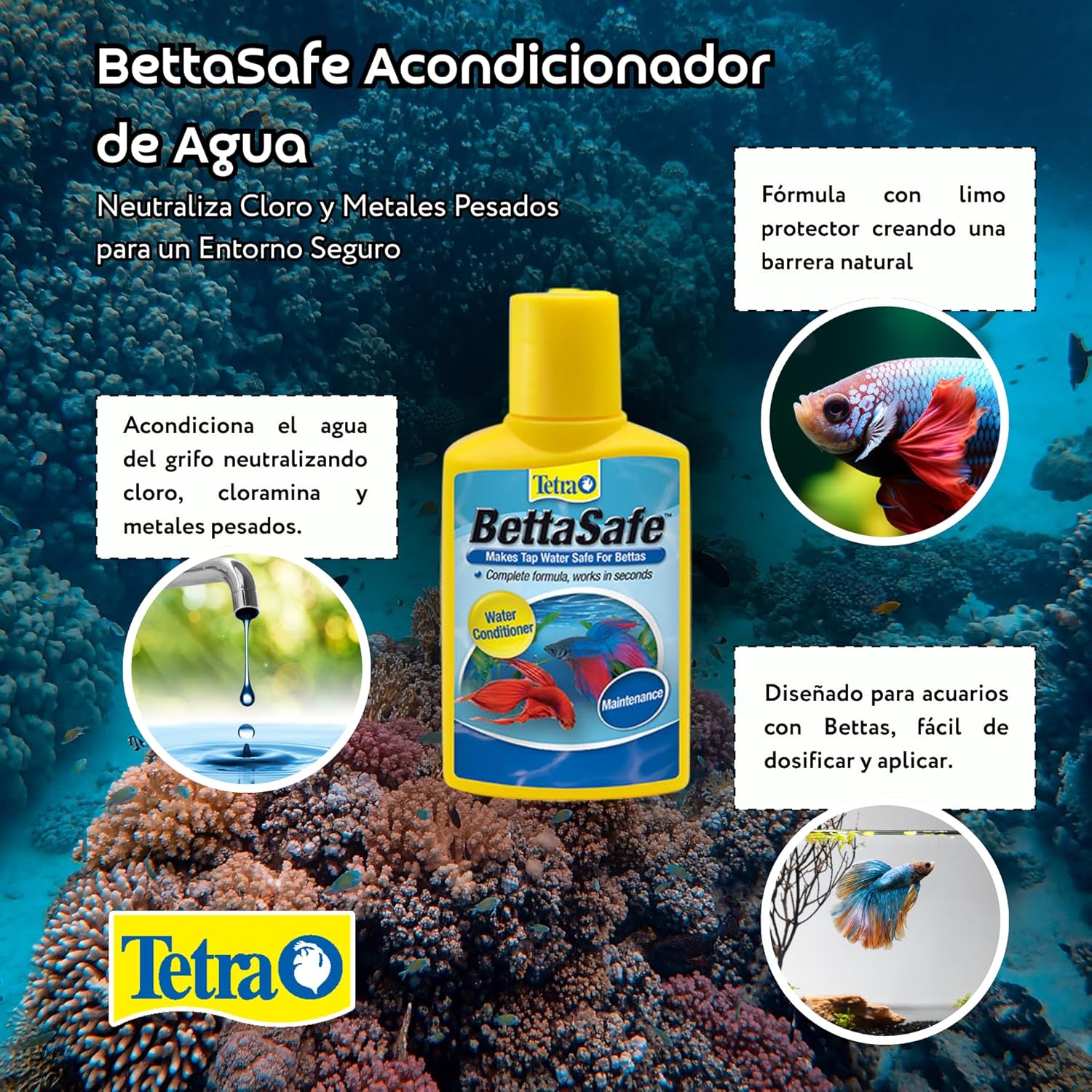 Tetra BettaSafe, Aquarium Water Conditioner For Bettas, 1.69-Ounce, 50