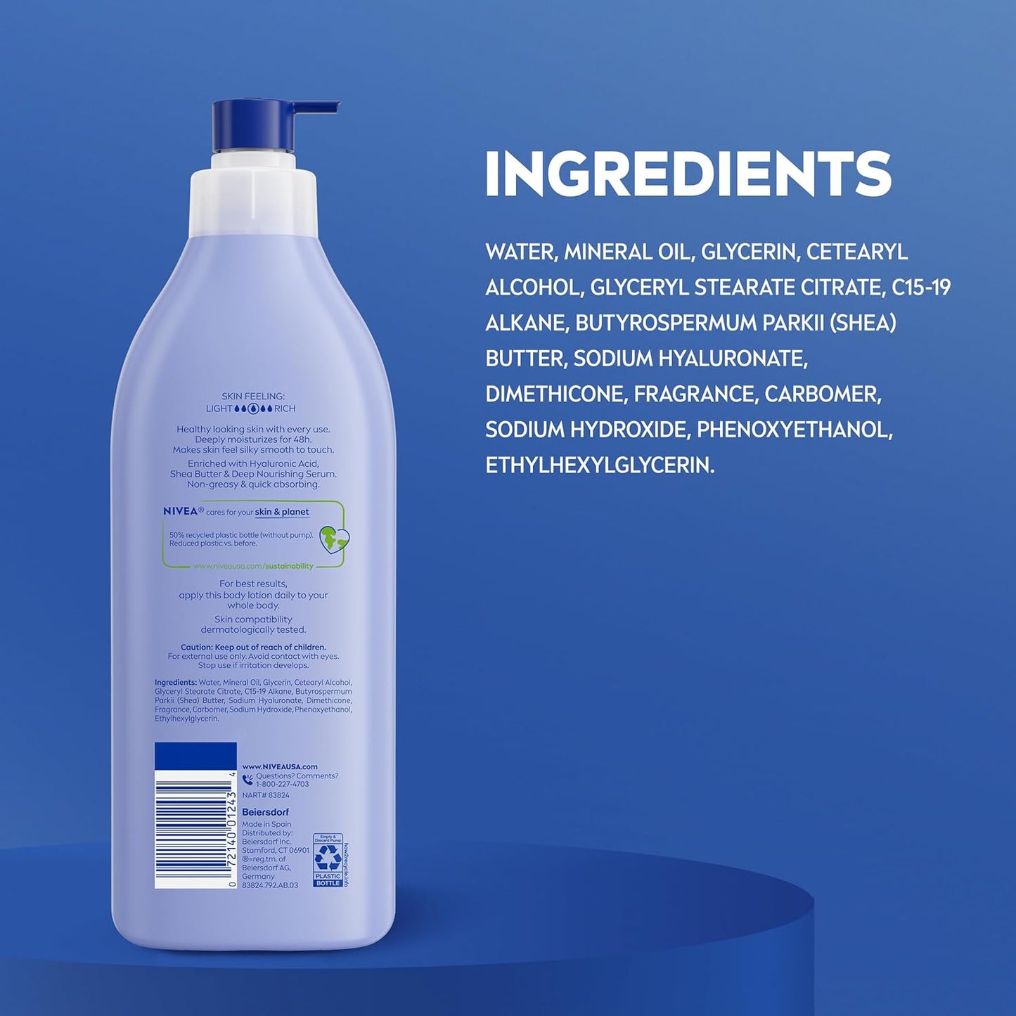 NIVEA Shea Nourish Body Lotion for Dry Skin with Hyaluronic Acid, Shea