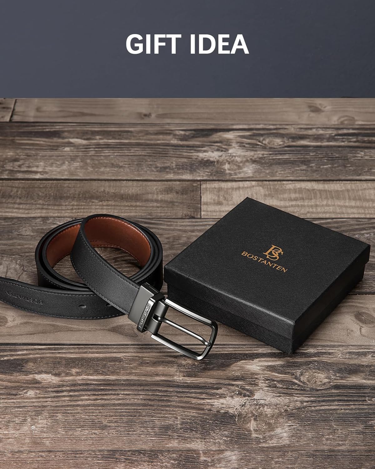 BOSTANTEN Belt Men Leather Reversible Belts for Men 1 3/8" for Casual 