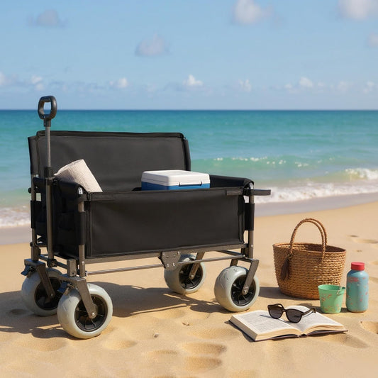 3-in-1 Heavy-Duty Folding Wagon with Bench Seat – 500lbs Capacity, All