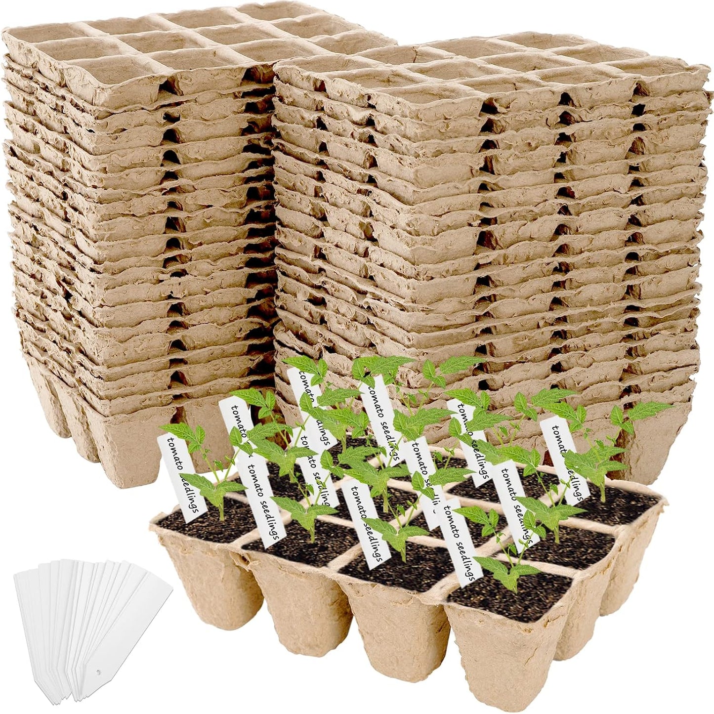 Jucoan 40 Pack Peat Pots Seed Starter Trays, 480 Cells Germination See
