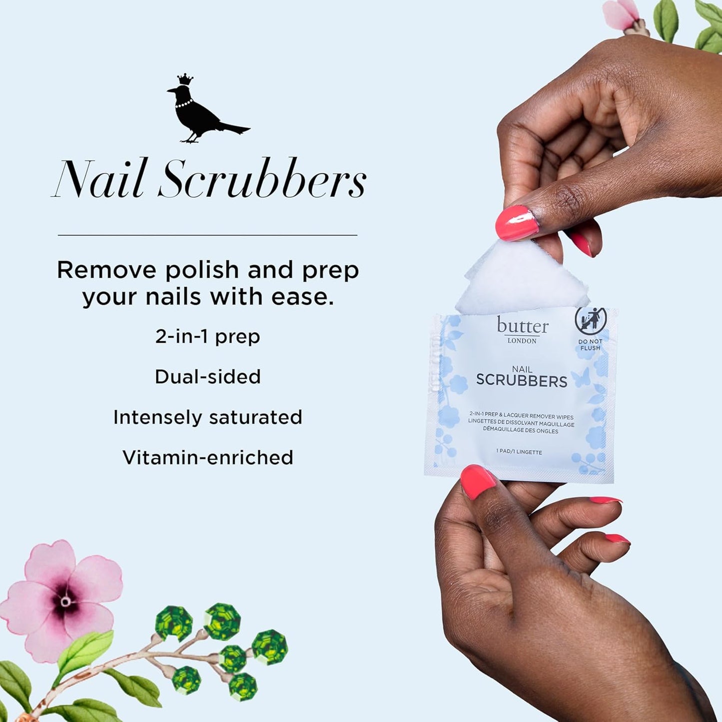 Butter LONDON Nail Polish Remover Pads, Nail Scrubbers - 2-in-1 Prep &