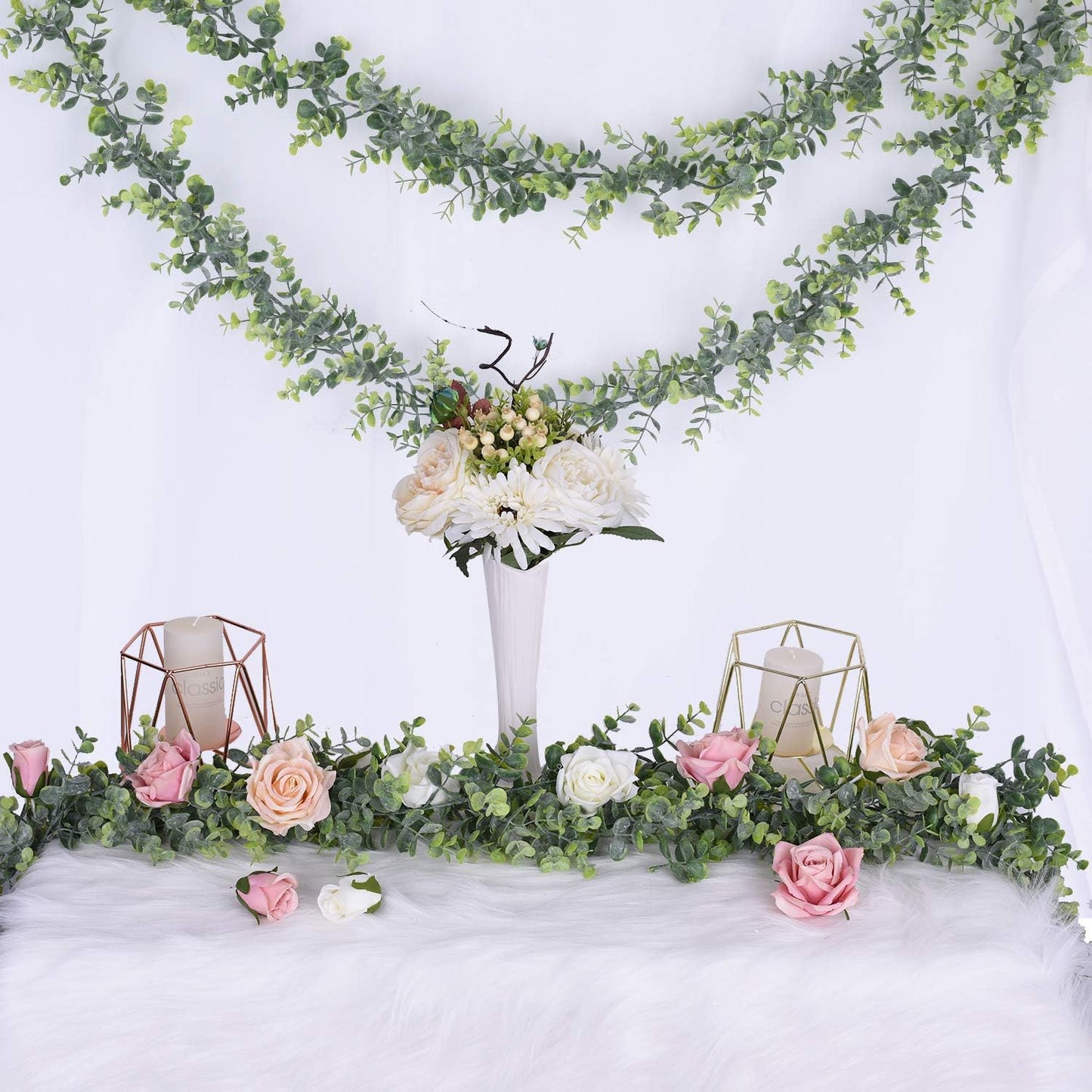 DearHouse Faux Eucalyptus Garland Plant, 2 Pack Artificial Vines Hangi