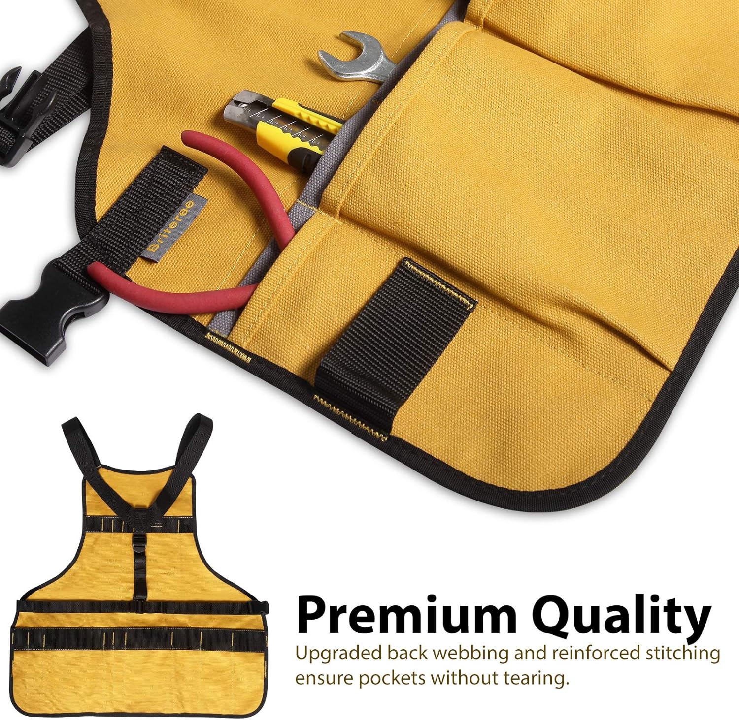 Work Tool Apron for Men and Women, Torso Length with 21 Tool Pockets, 