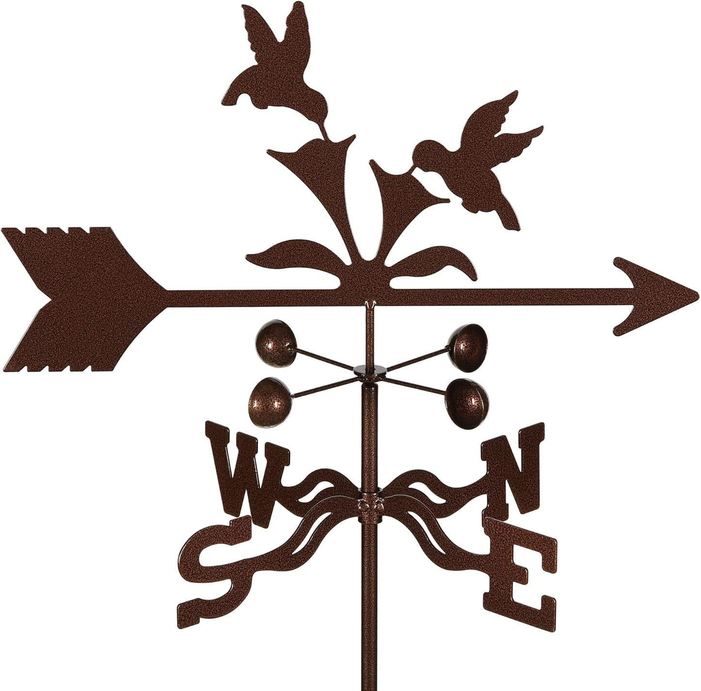 EZ Vane Steel Hummingbird Weathervane 80” Height, Includes Metal Garden Mount, Wind Cups & Brackets | Hand-Crafted and Family-Owned, Made in The USA with Triple Powder Coating, Limited